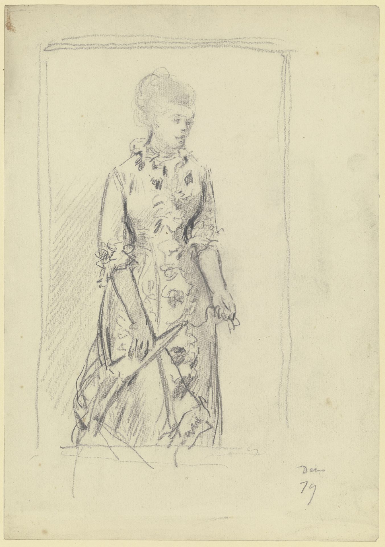Lady with fan by Otto Scholderer