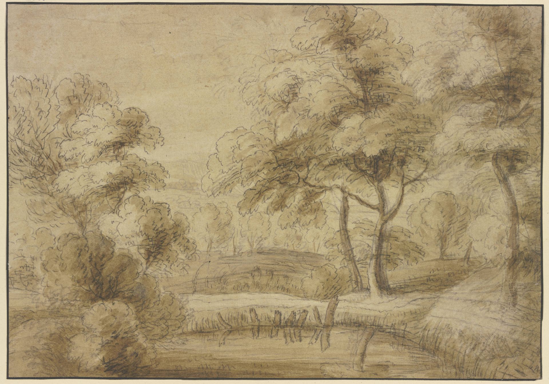 Waldpartie, vorne ein Wasser by Lodewijk de Vadder