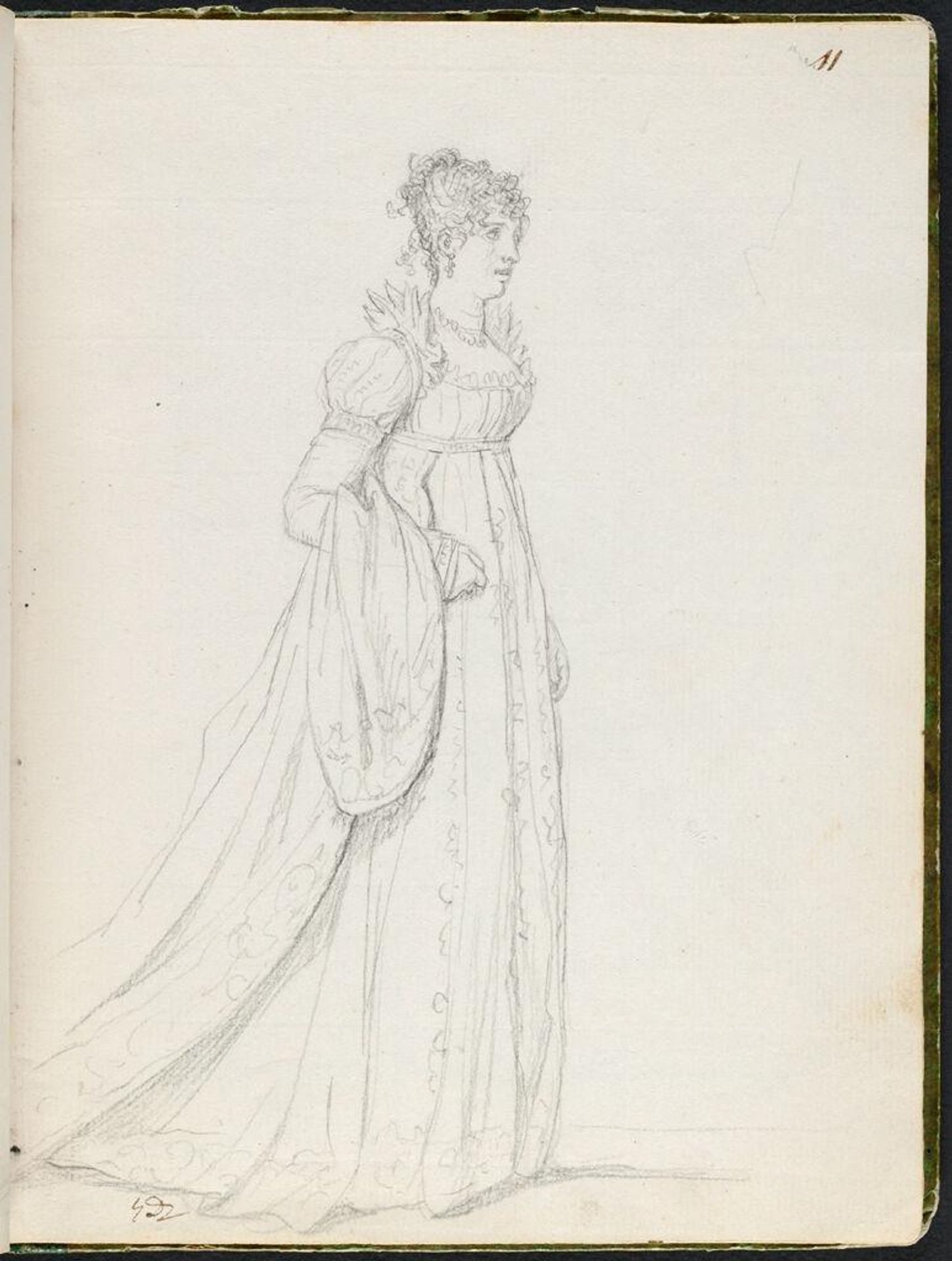 Pauline Bonaparte, the Princess Borghese; verso: blank page by Jacques-Louis David