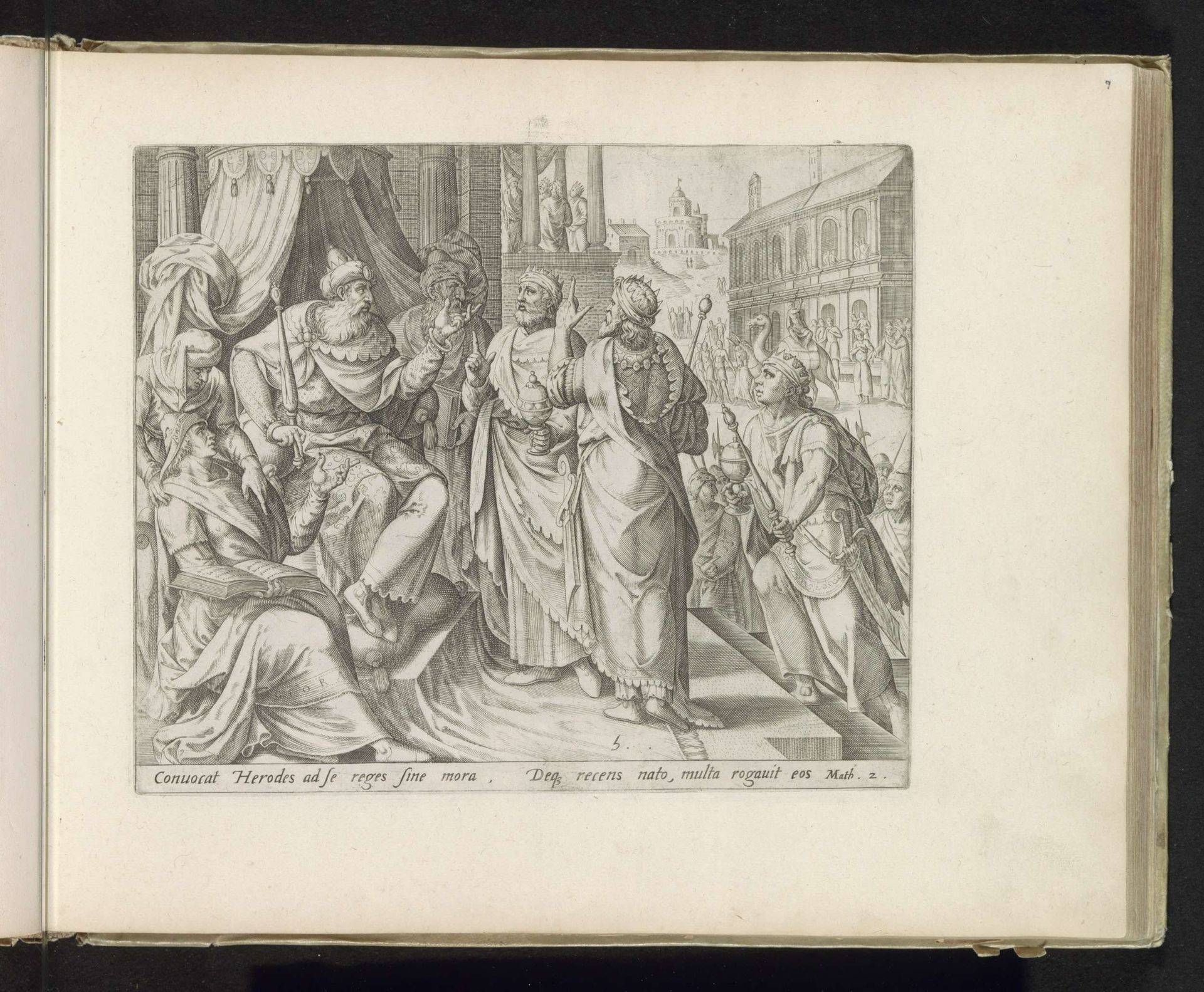 De drie koningen bezoeken Herodes by Johann Sadeler I
