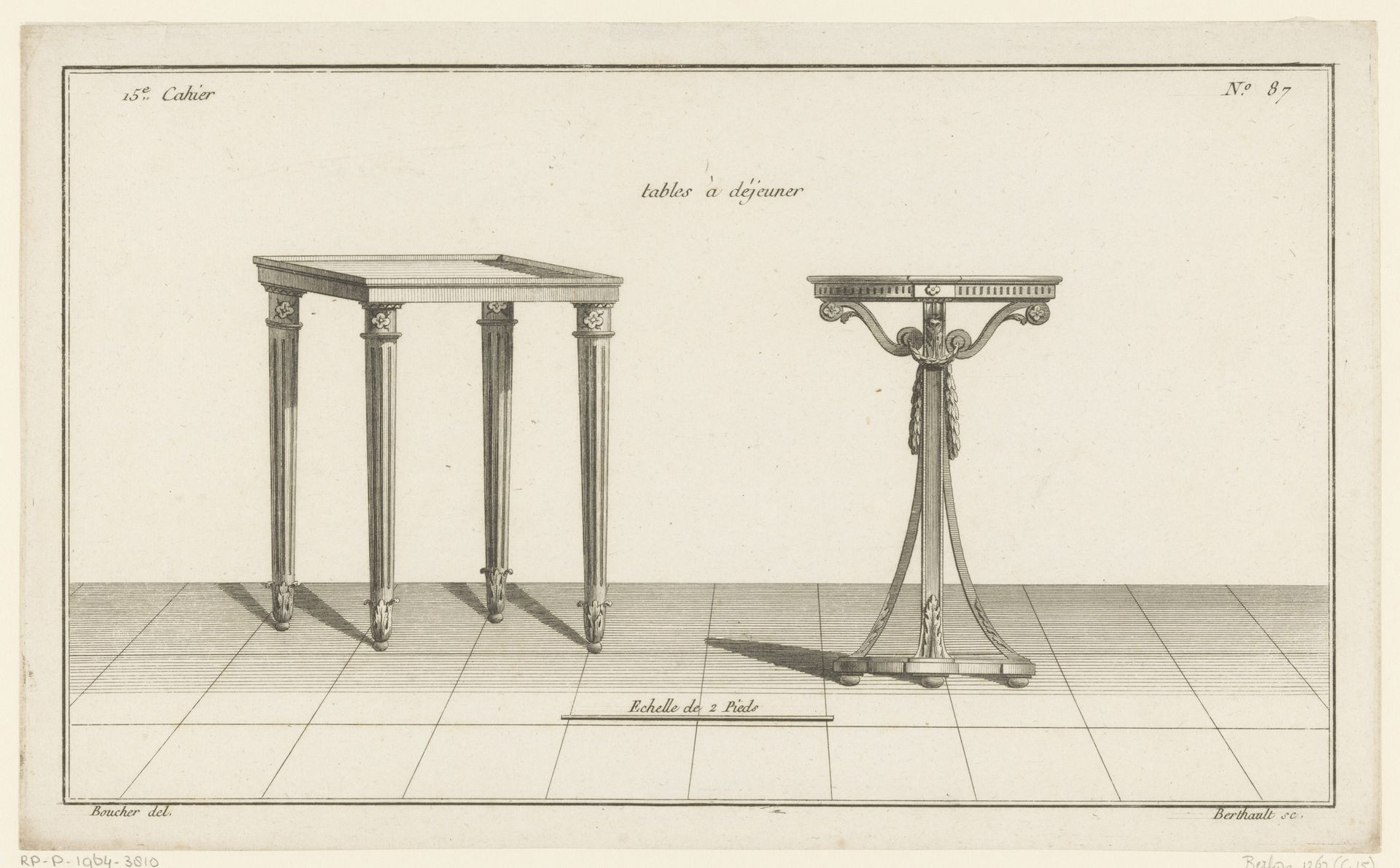 Vierkante en ronde tafel by Pierre Gabriel Berthault