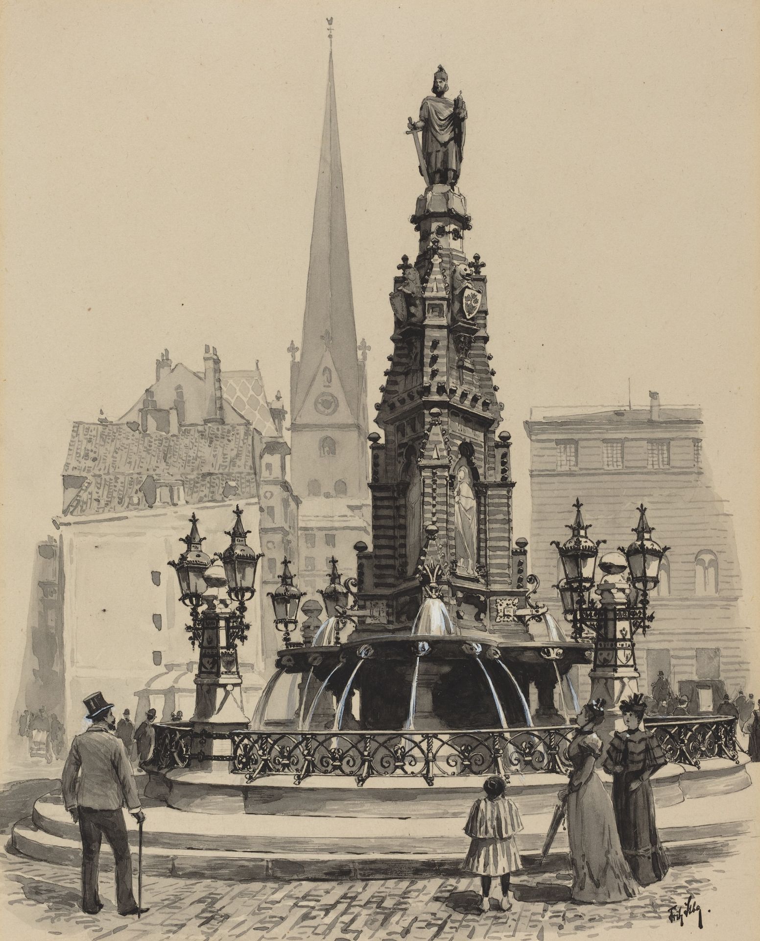 Brunnen am Fischmarkt by Fritz Stoltenberg