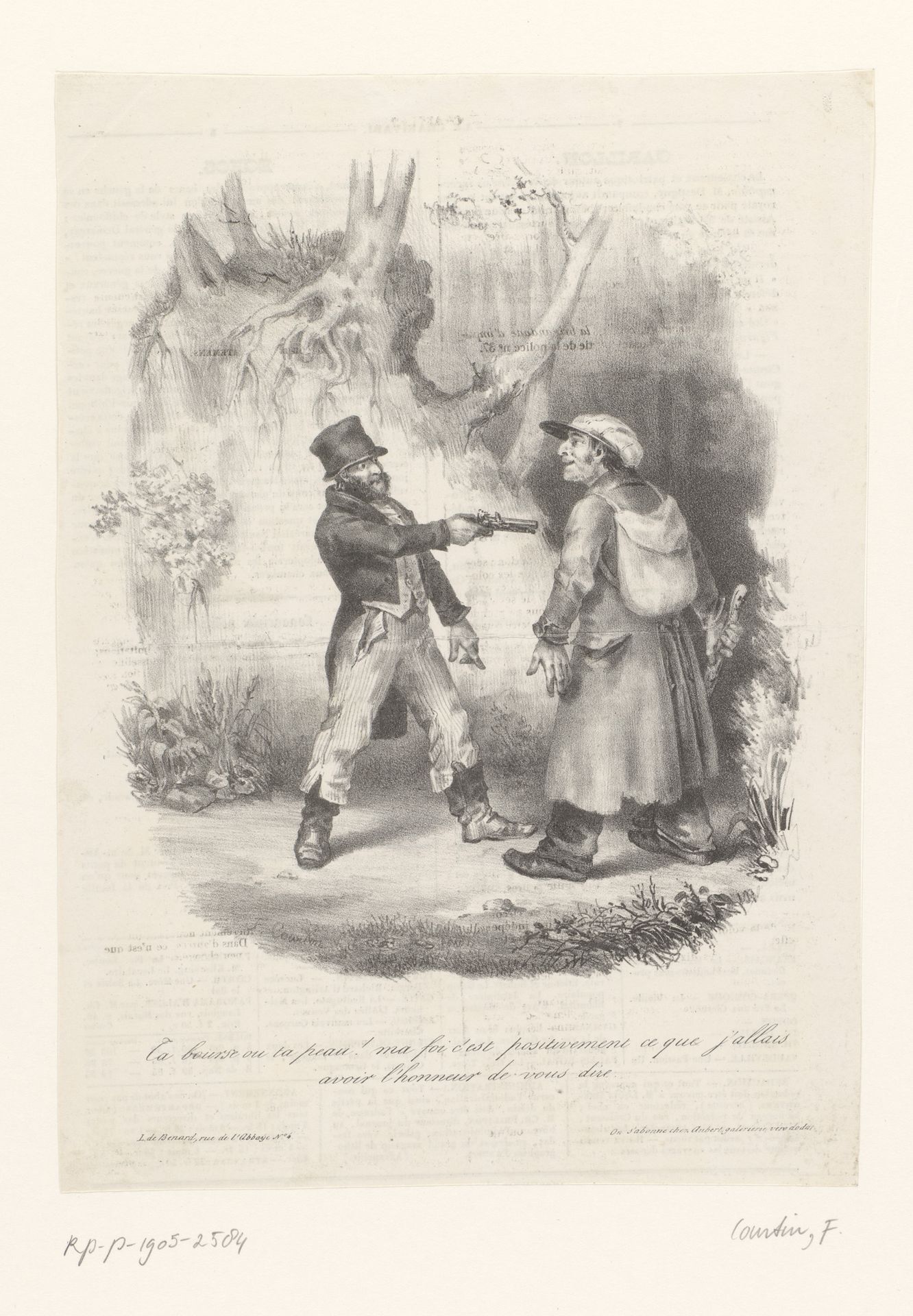 Nette heer overvalt arme reiziger met een pistool by François Courtin