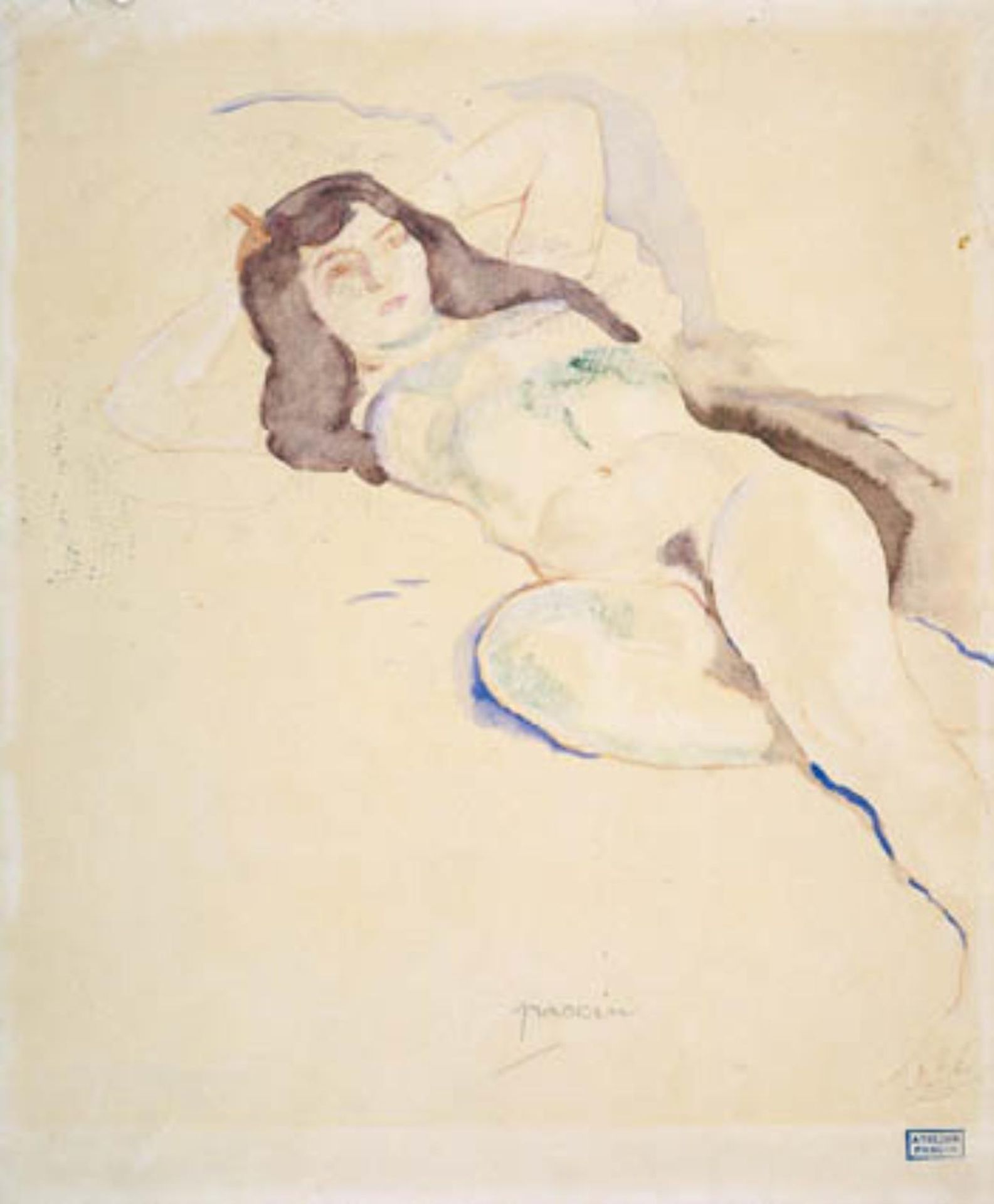 Liggende kvindelig model. Elvire by Jules Pascin