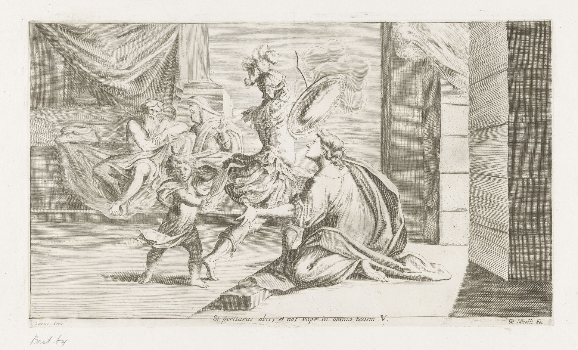 Aeneas vertrekt voor de strijd by Giuseppe Maria Mitelli