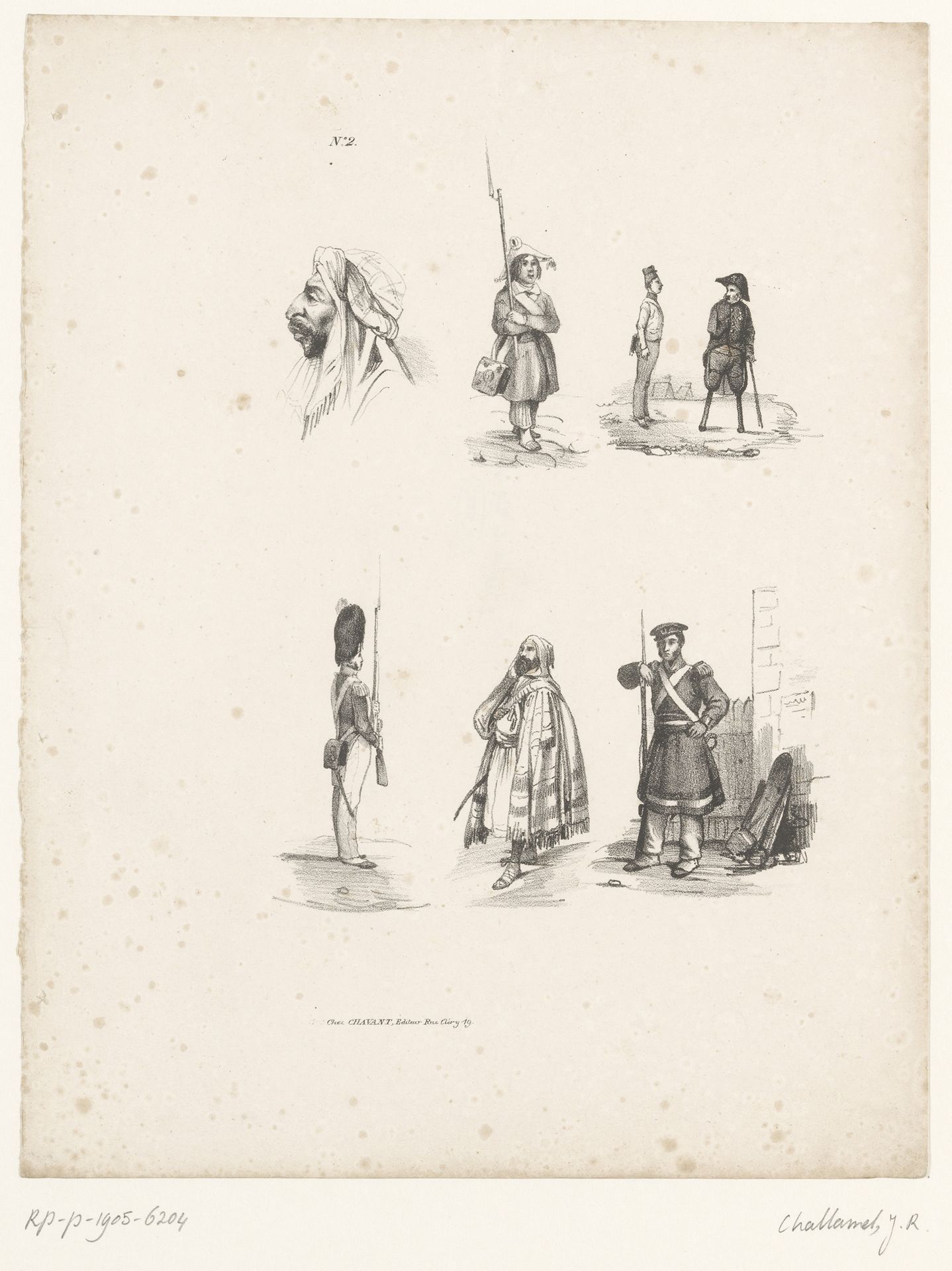 Zes studies van soldaten, Arabieren en veteranen by Jules-Robert-Pierre-Joseph Challamel