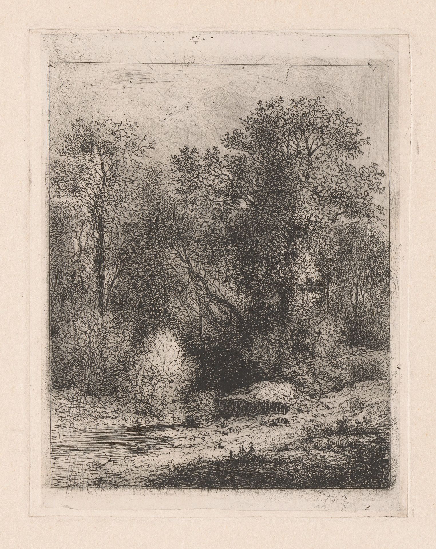 Een beek in het bos by Jean Alexis Achard
