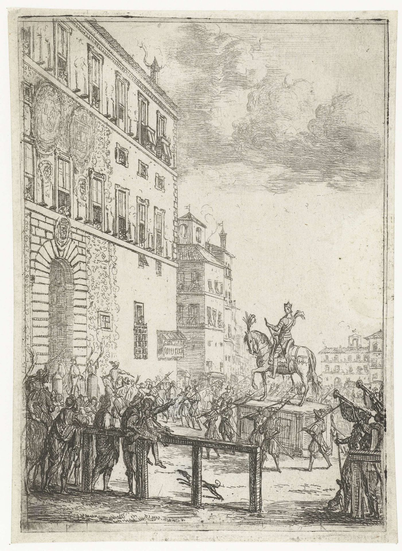 Ruiterstandbeeld van de keizer van het Heilige Roomse Rijk by Claude Lorrain