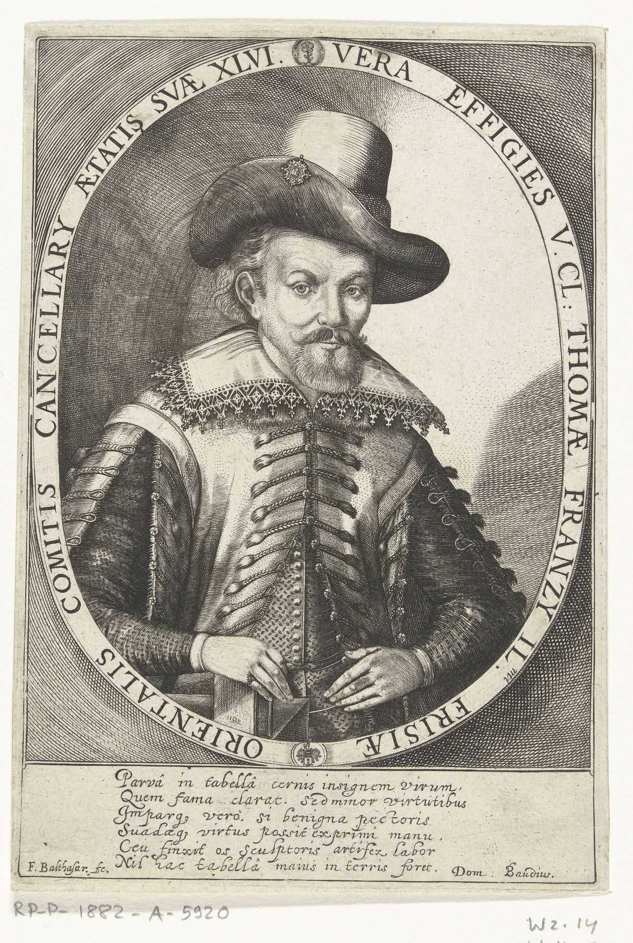 Portret van Thomas Franzius op 46-jarige leeftijd by Floris Balthasarsz van Berckenrode