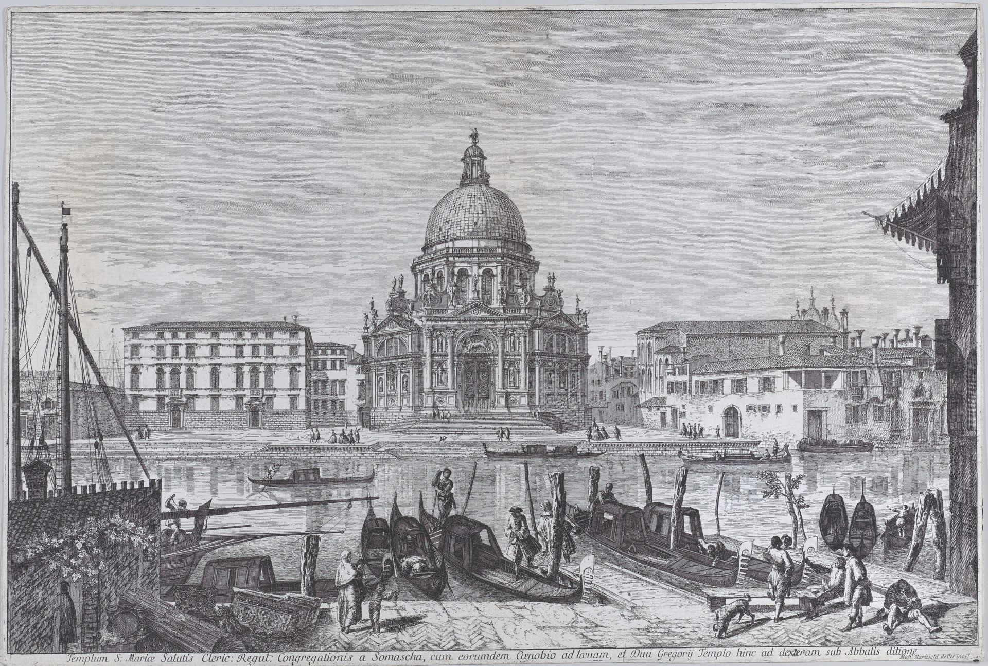 The church of Santa Maria della Salute seen across the water with gondolas in the foreground by Michele Marieschi