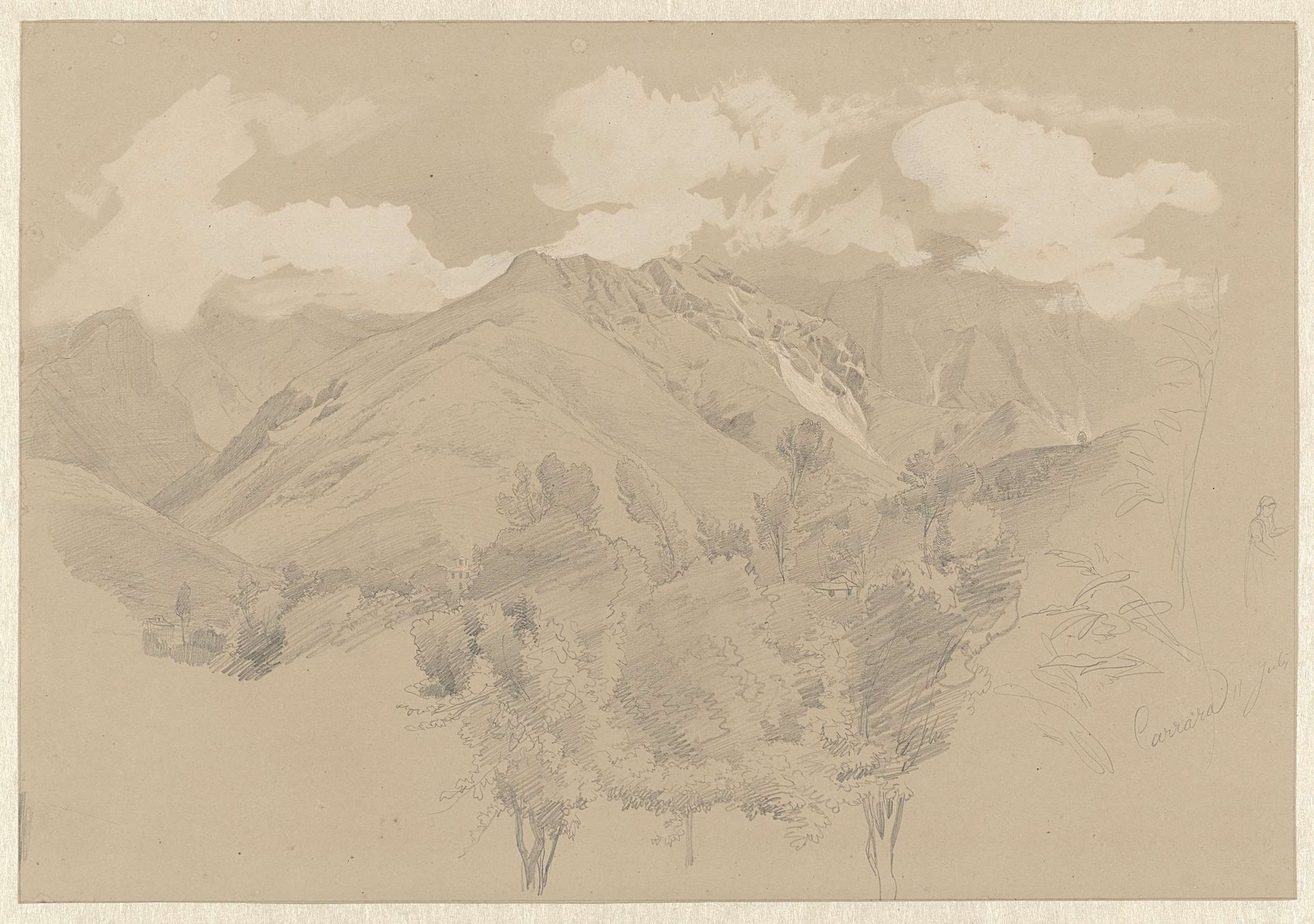Berglandschap bij Carrara by Pierre Louis Dubourcq