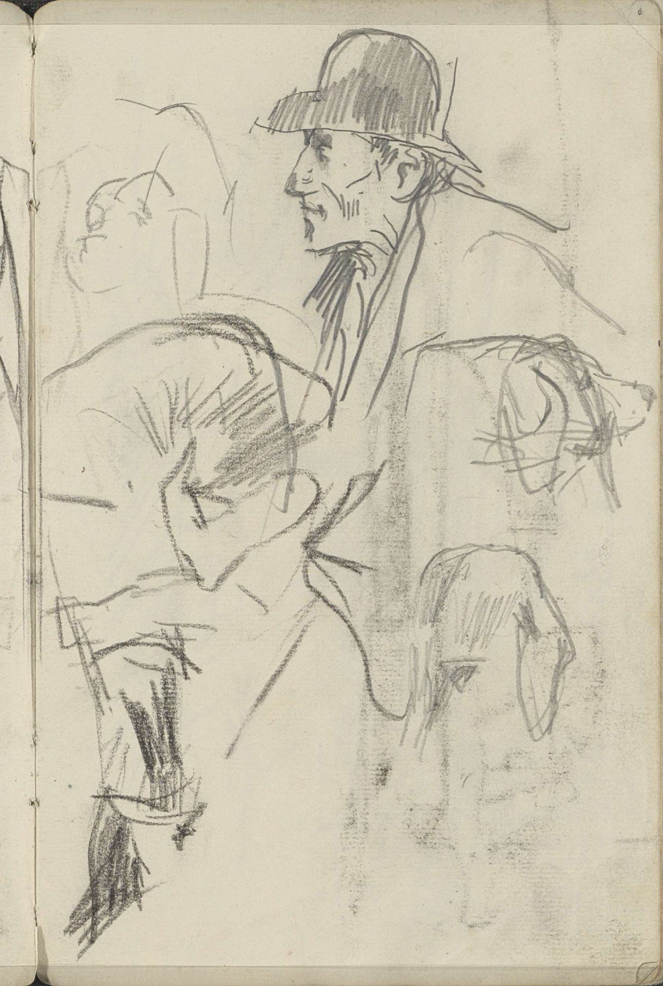 Studieblad met hoofden en hondenkoppen by George Hendrik Breitner
