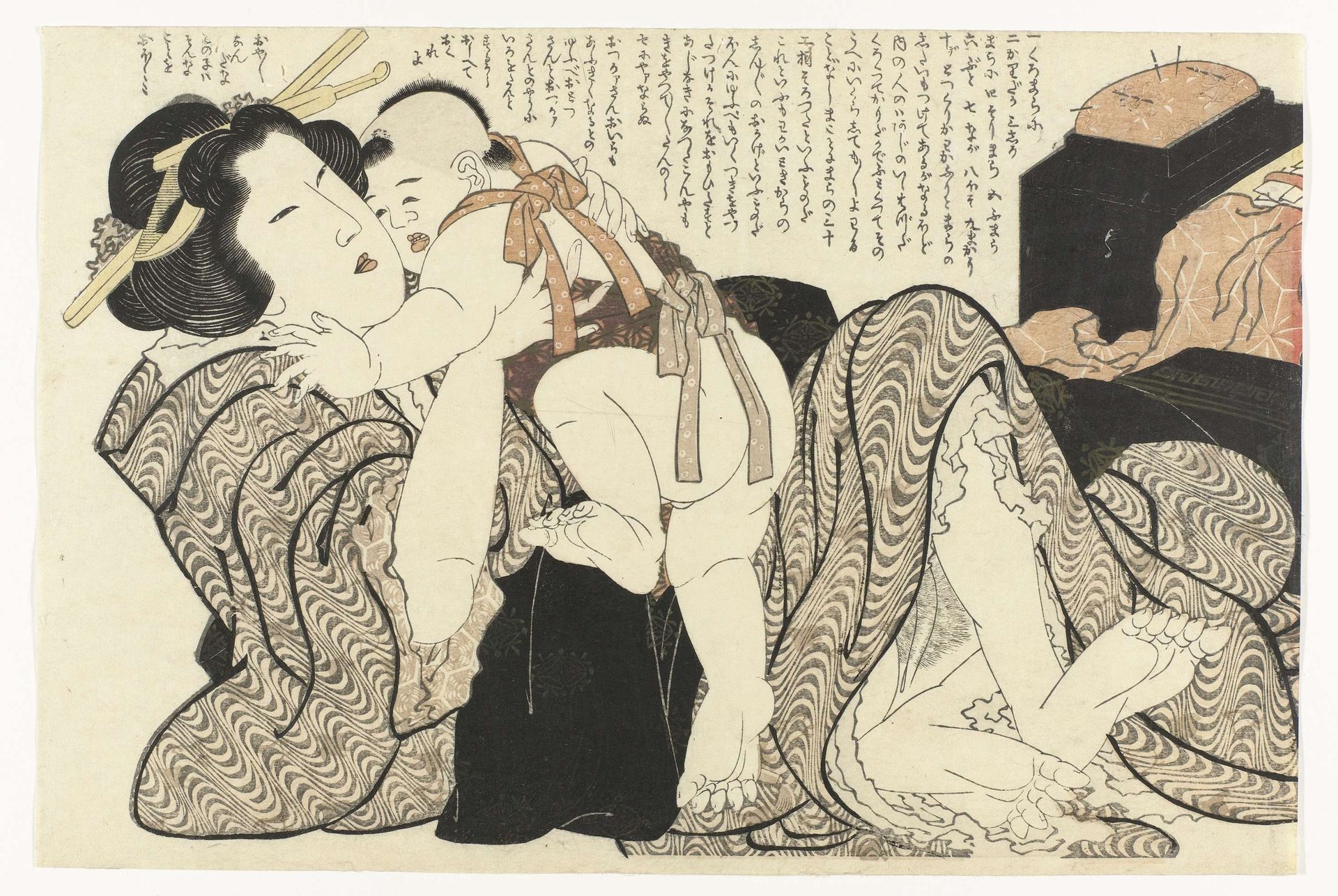 Vrouw met kind by Katsushika Hokusai