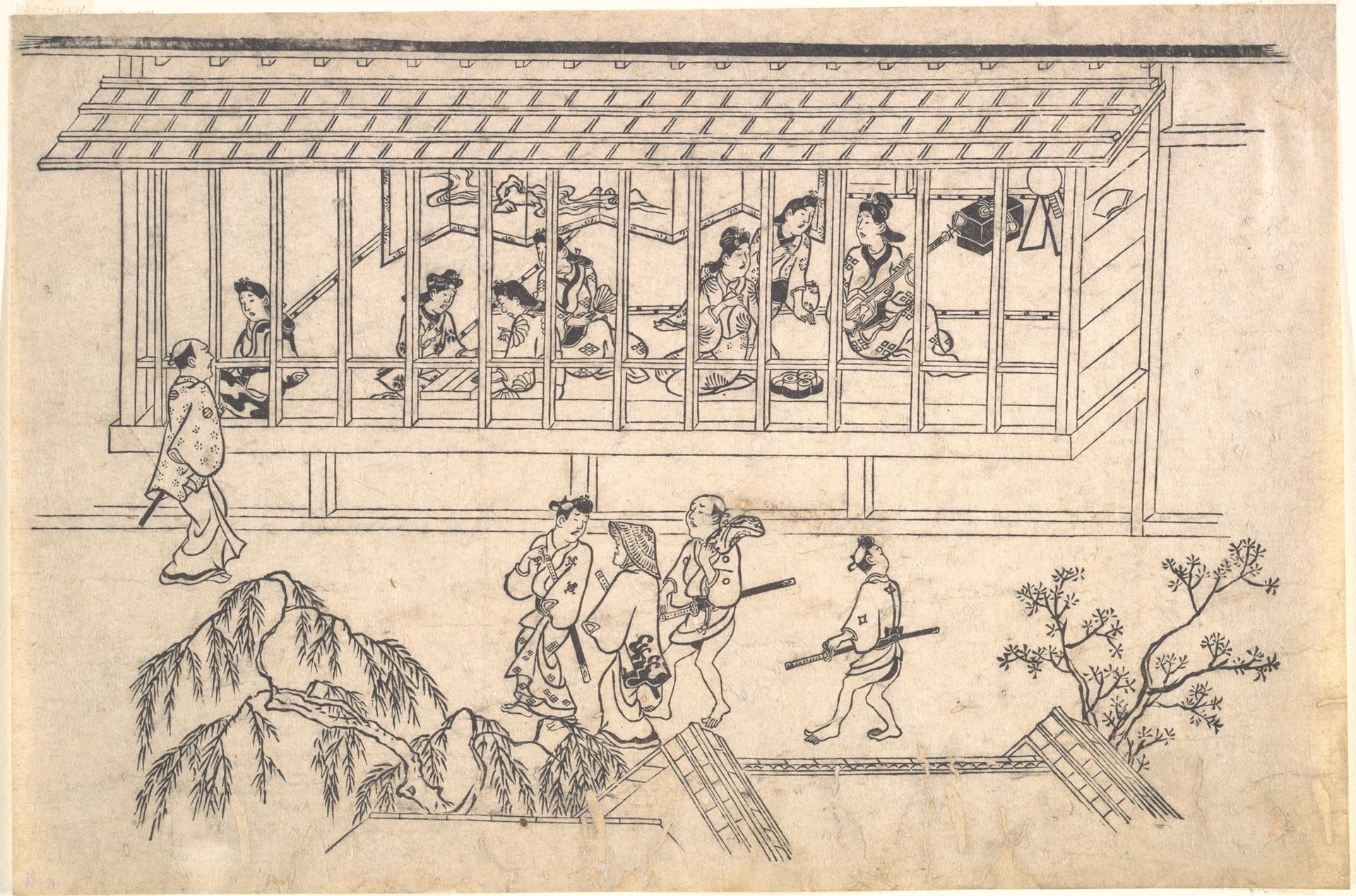 The Sixth Scene from Scenes of the Pleasure Quarter at Yoshiwara in Edo by Hishikawa Moronobu 菱川師宣