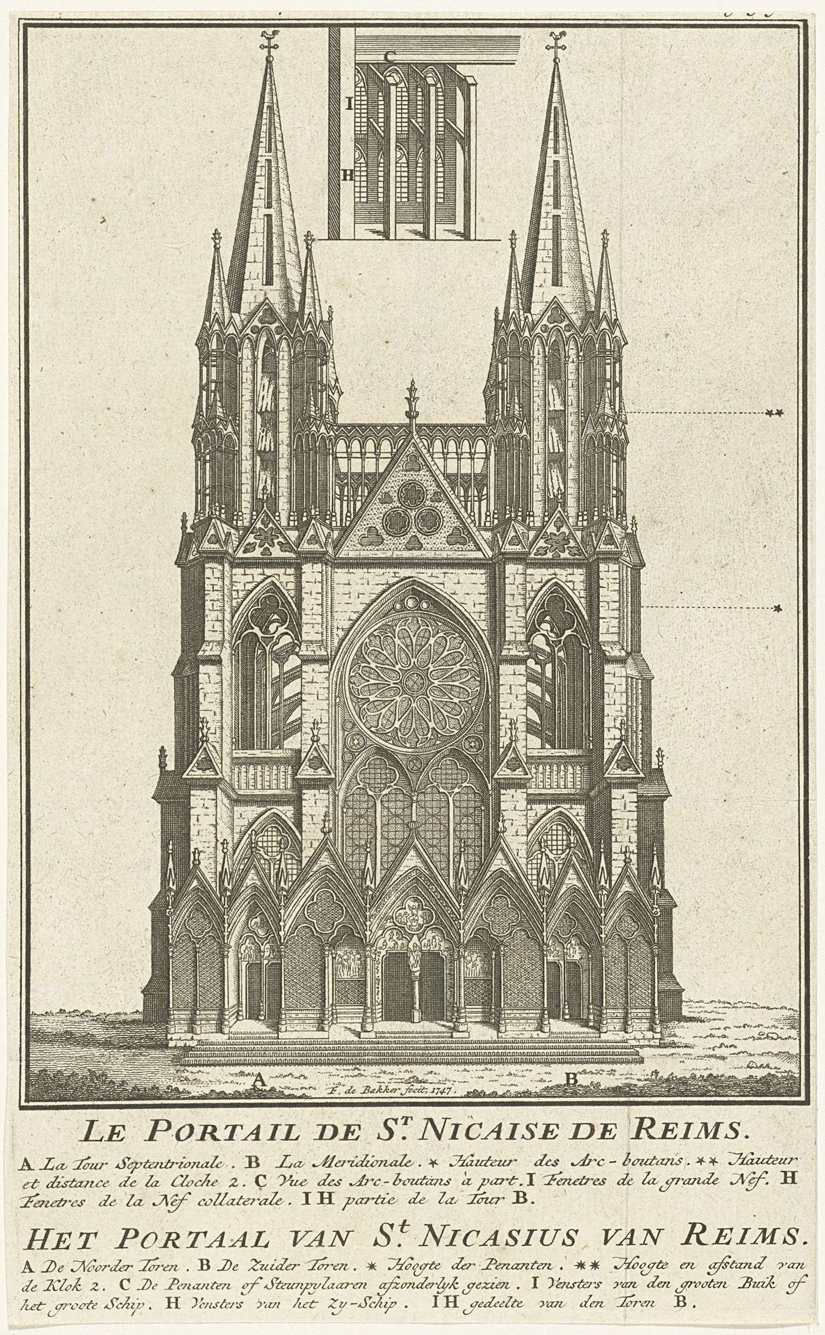Westportaal van St. Nicaise in Reims by Frans de Bakker