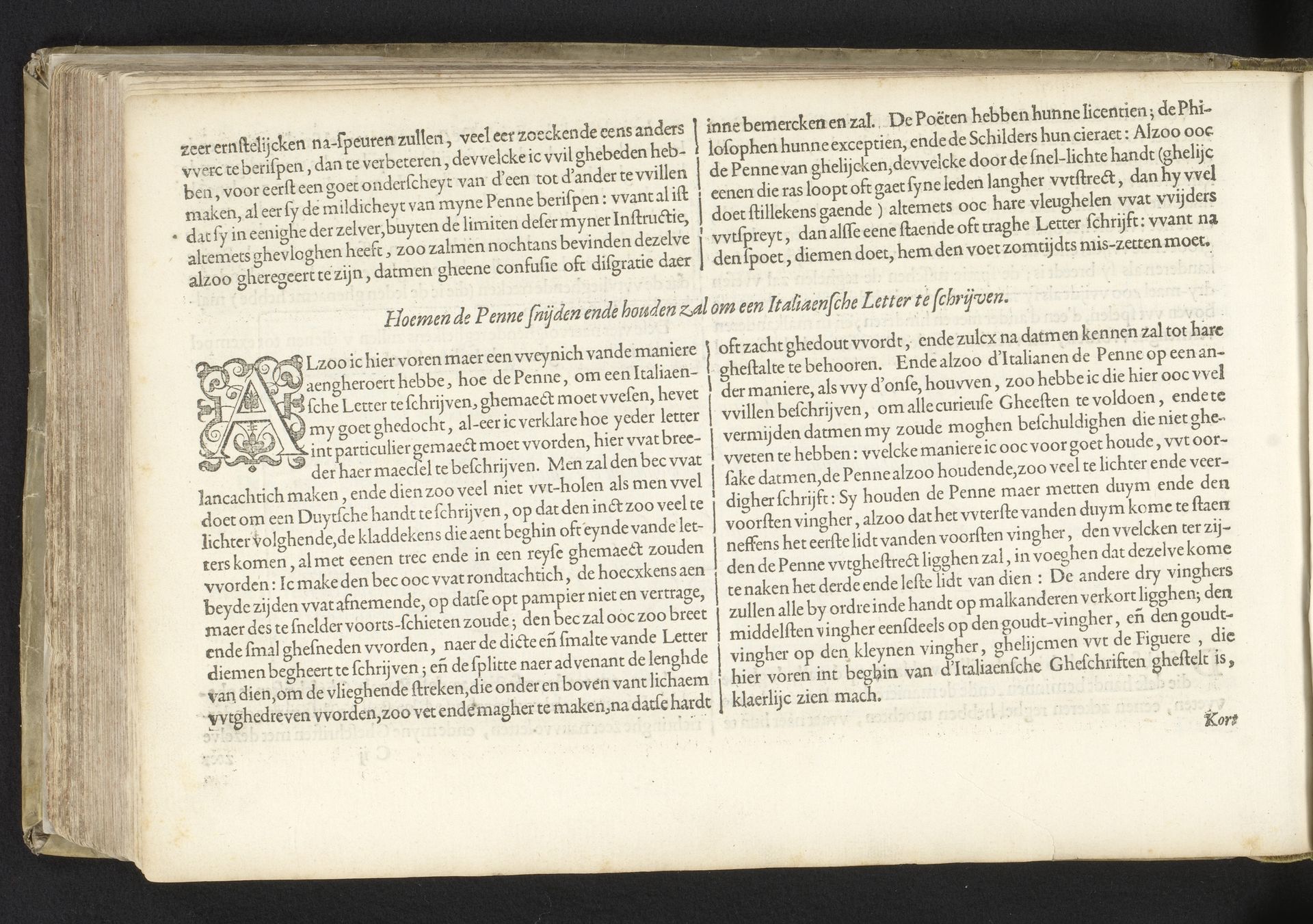 Beschrijving van de Italiaanse letter (tweede vervolg) en uitleg over het snijden van de rietpen voor het schrijven van de Italiaanse letter by Jan van de Velde I