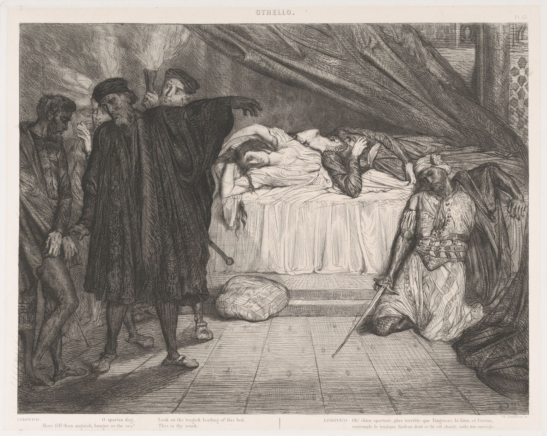 "O Spartan dog": plate 15 from Othello (Act 5, Scene 2) by Théodore Chassériau
