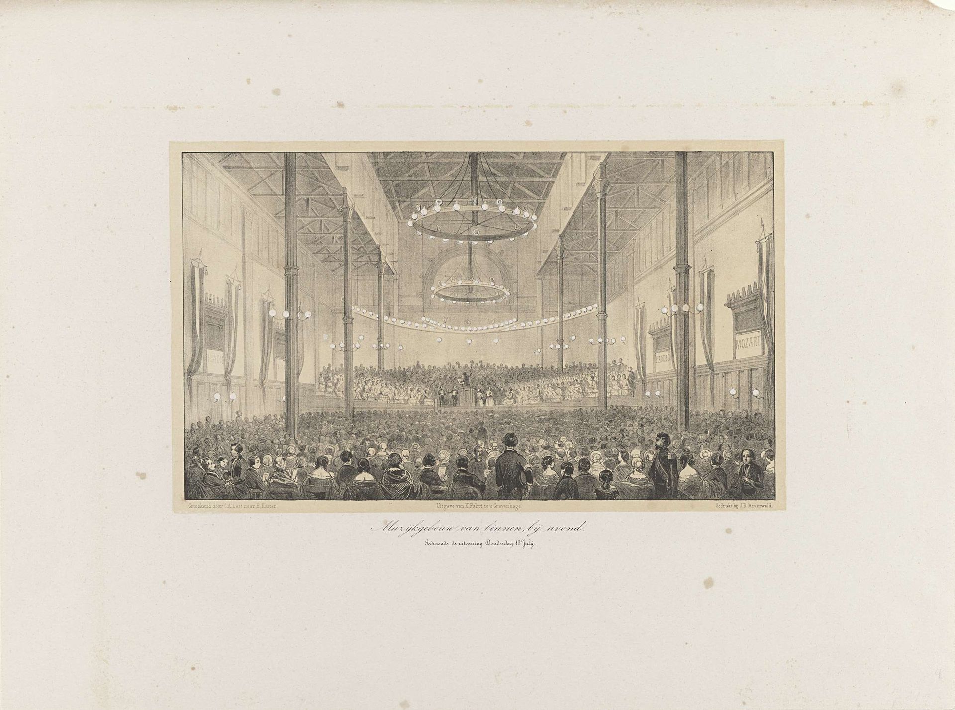 Concert in het Feestgebouw tijdens het muziekfeest, 1854 by Carel Christiaan Antony Last
