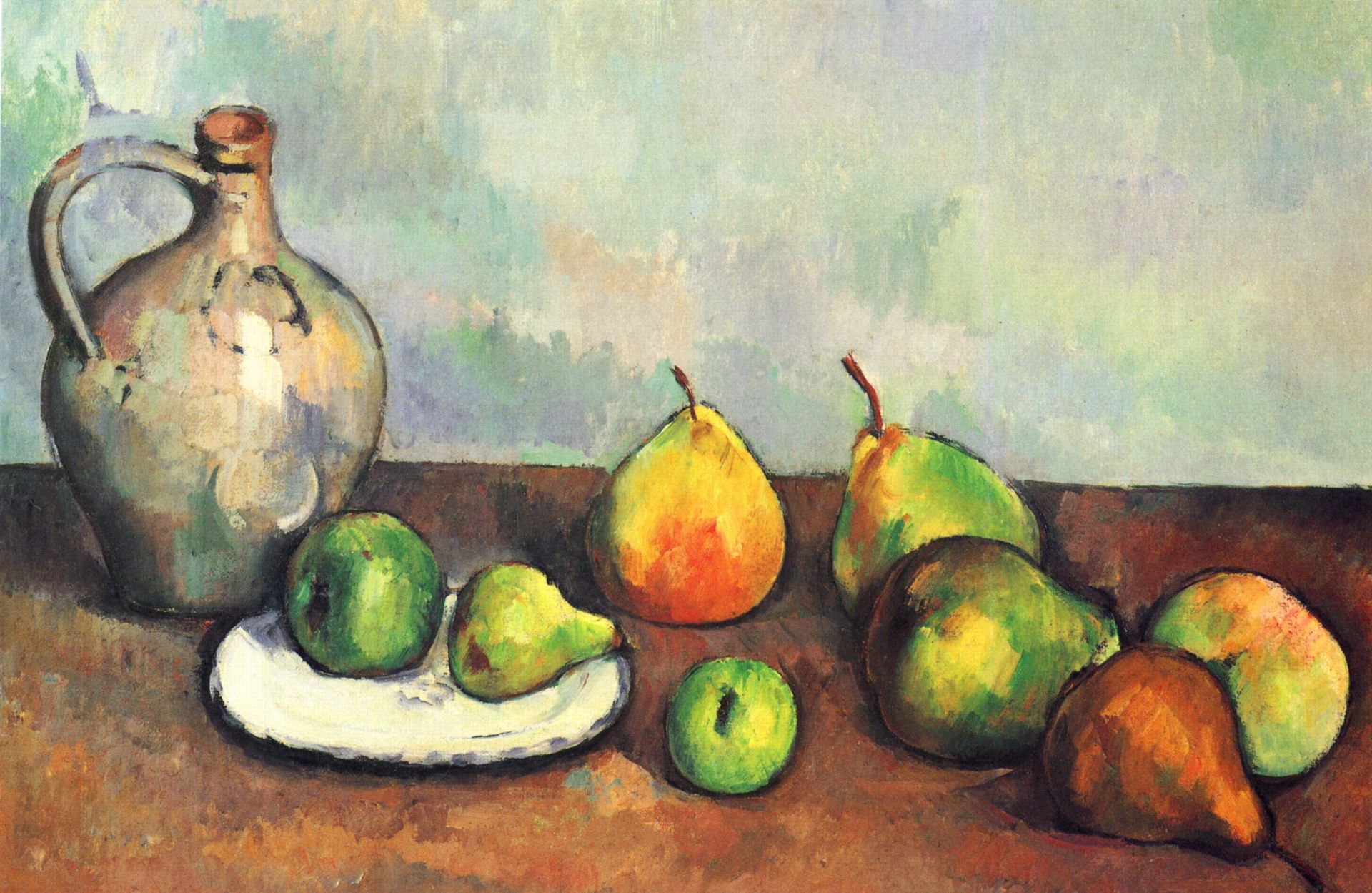 Still life, pitcher and fruit by Paul Cézanne