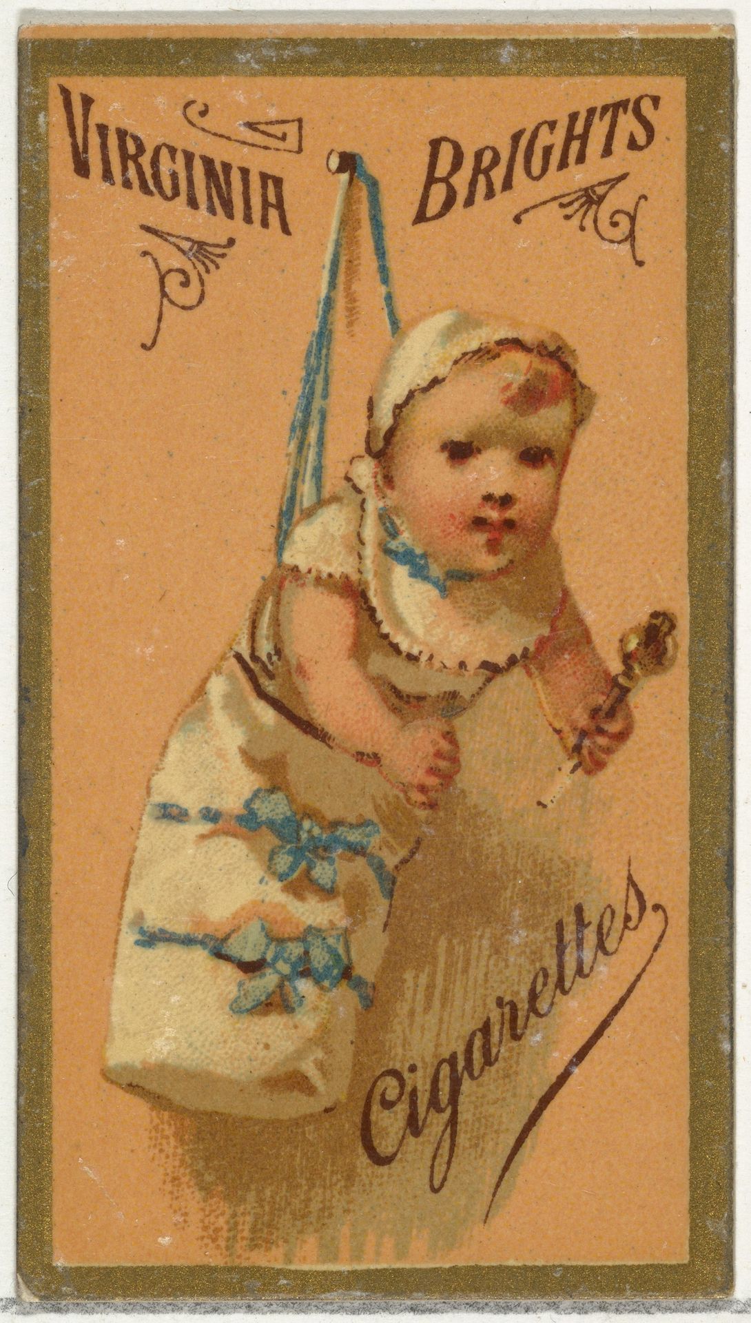 From the Girls and Children series (N64) promoting Virginia Brights Cigarettes for Allen & Ginter brand tobacco products by Allen & Ginter