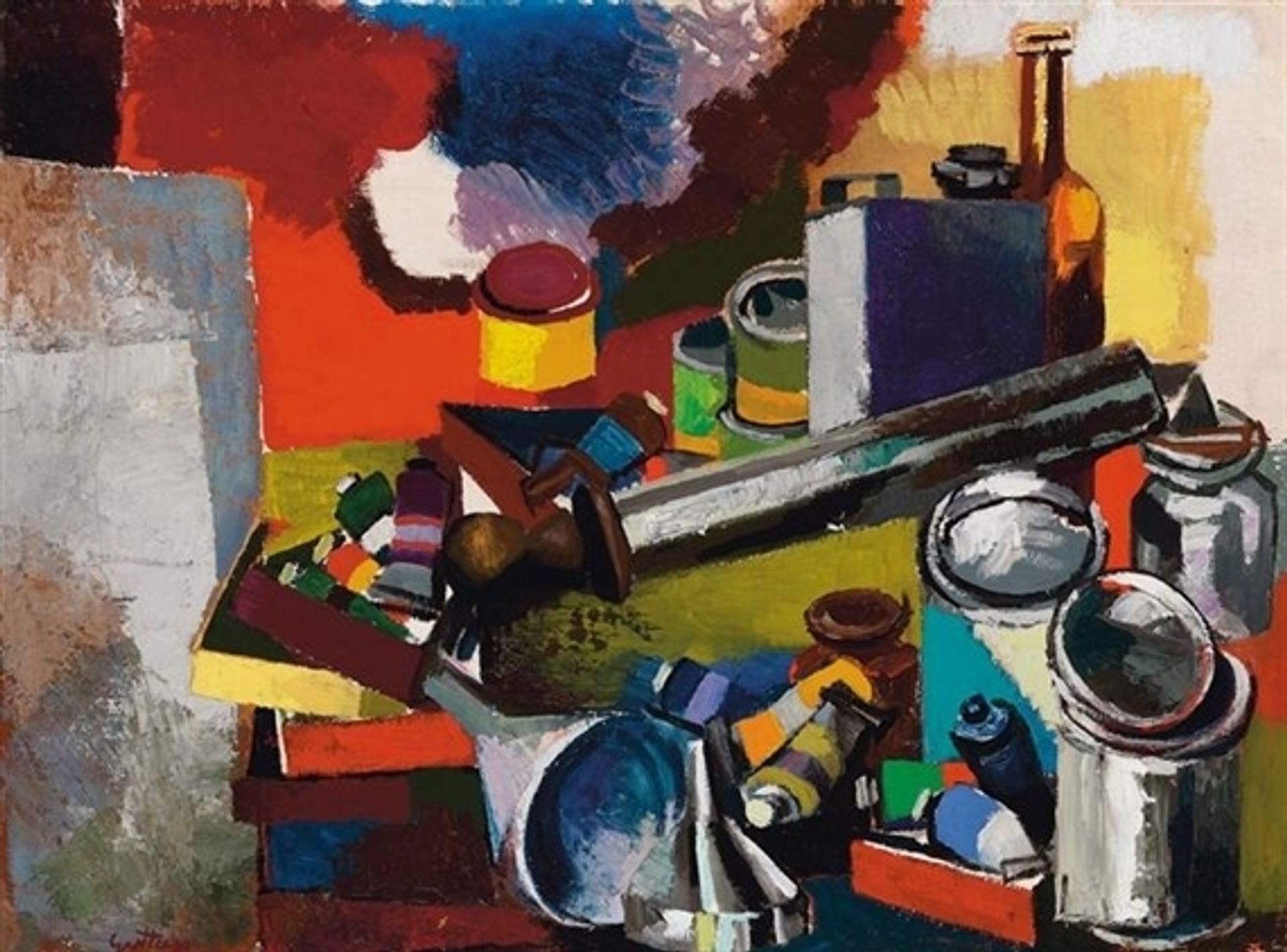 Tavolo e oggetti nello studio by Renato Guttuso