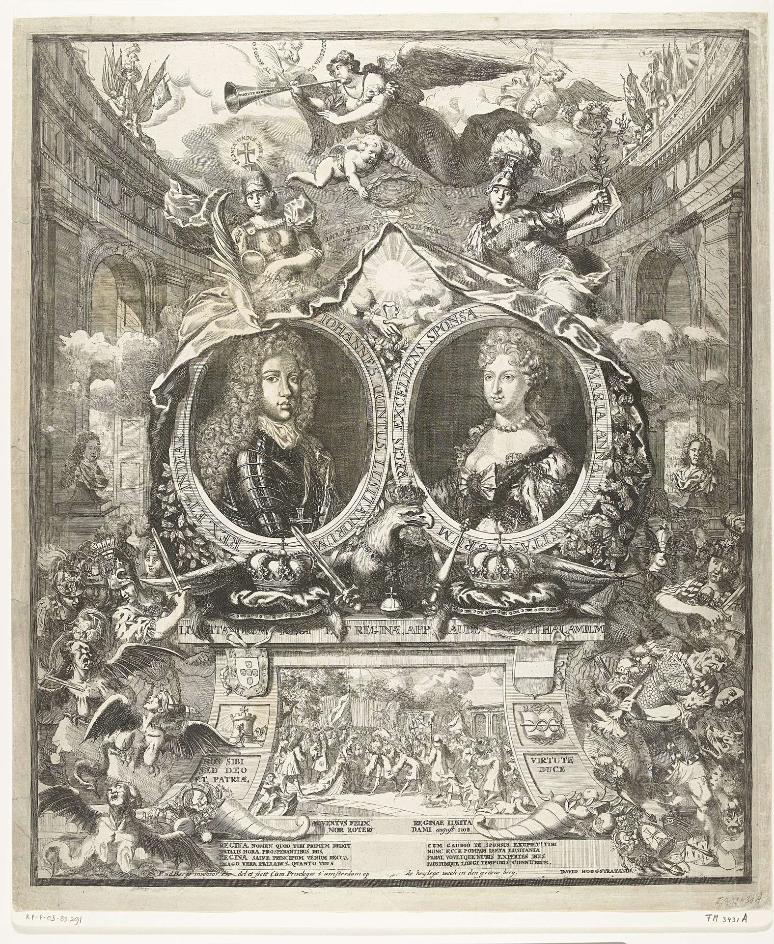 Huwelijksprent voor koning Johan V van Portugal, 1708 by Pieter van den Berge