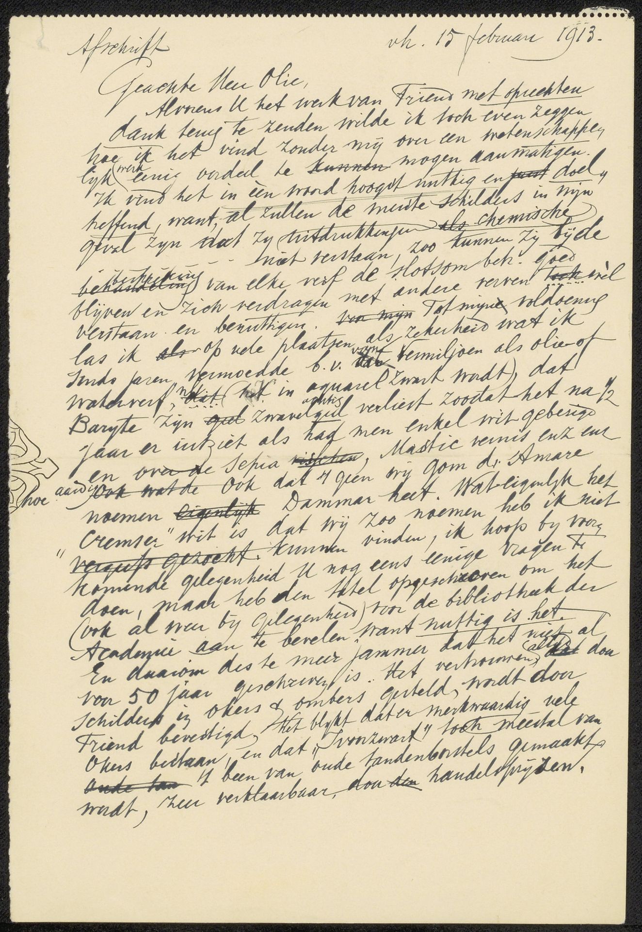 Brief aan de heer Olie by August Allebé