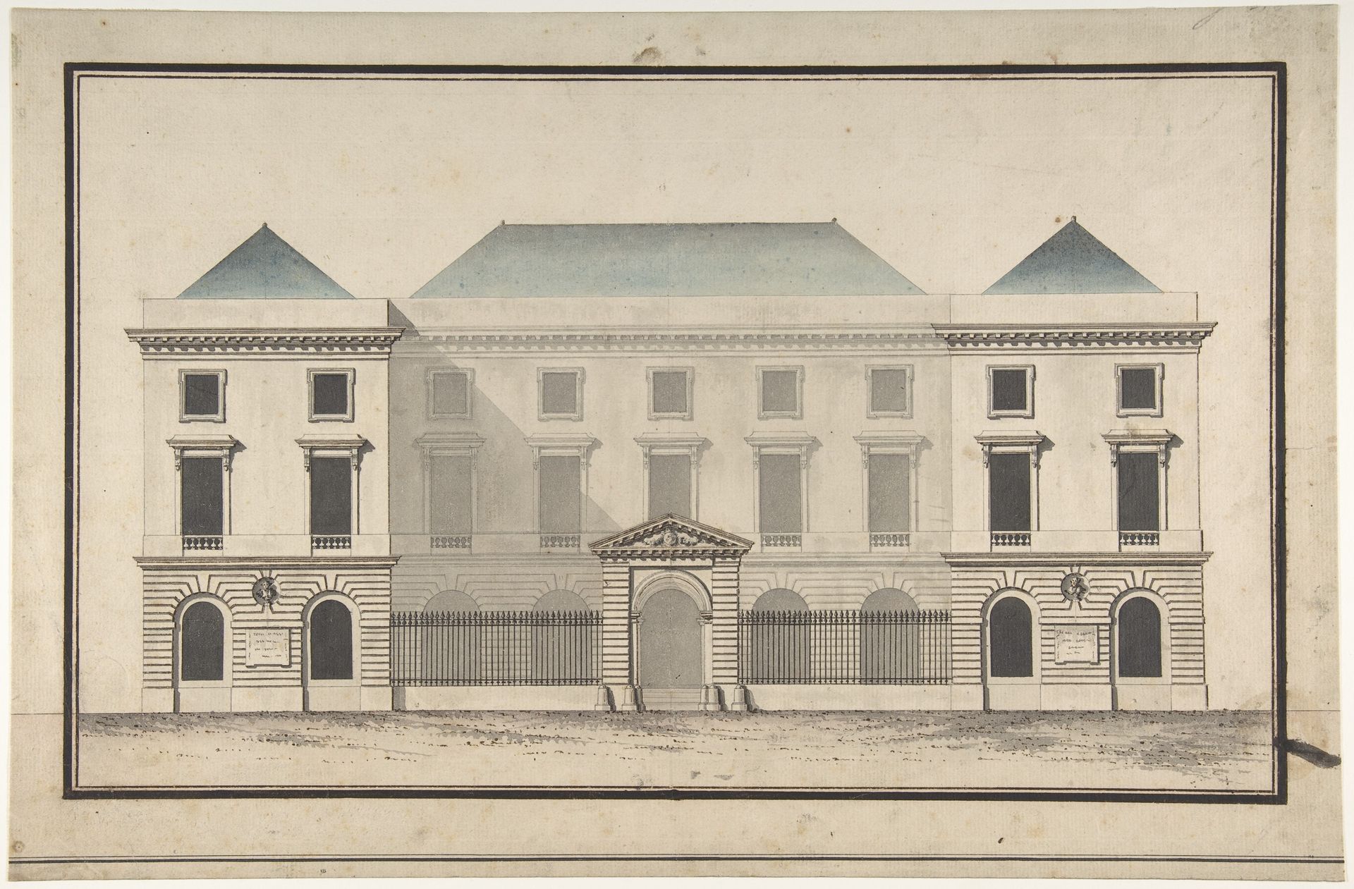 Design for the Collège de France, Paris: Elevation of Court Front Showing Entrance Screen by Jean François Chalgrin