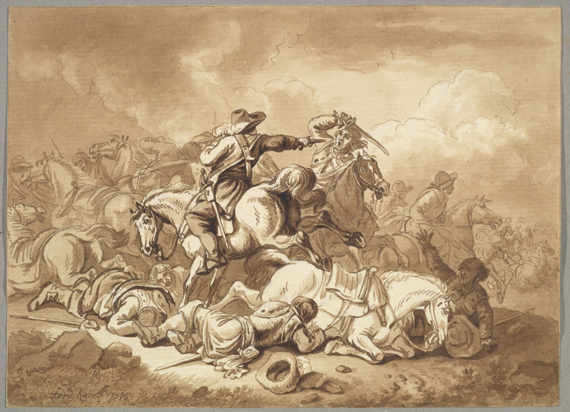 A Battle Scene by Ferdinand Kobell