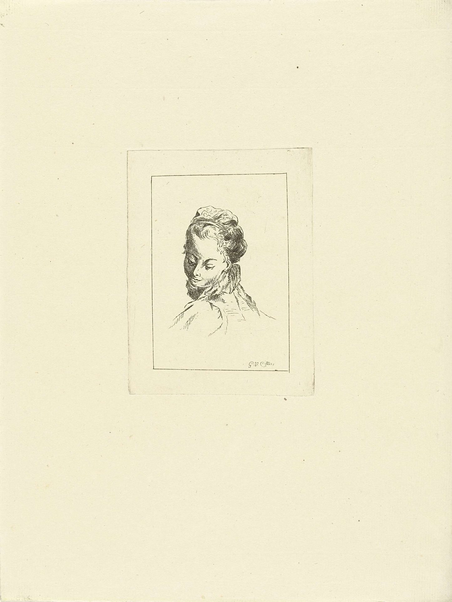 Hoofdstudie van een jonge vrouw met haarband by G. van Citters