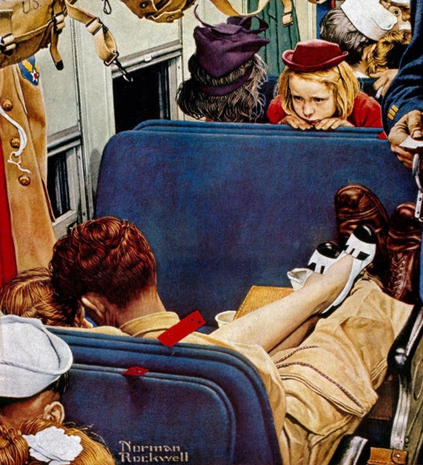 Little Girl Observing Lovers on a Train by Norman Rockwell