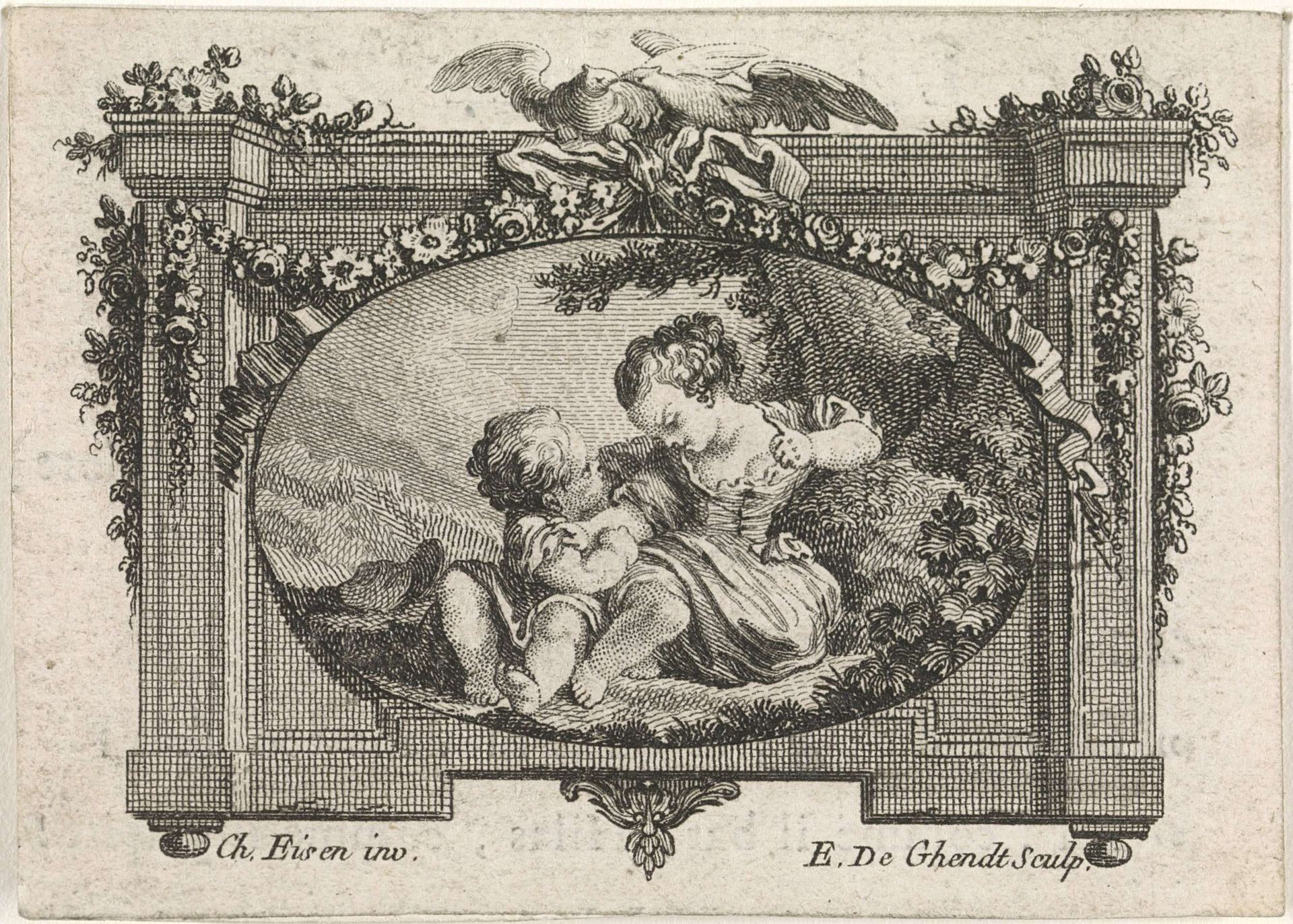 Meisje en een putto by Emmanuel Jean de Ghendt
