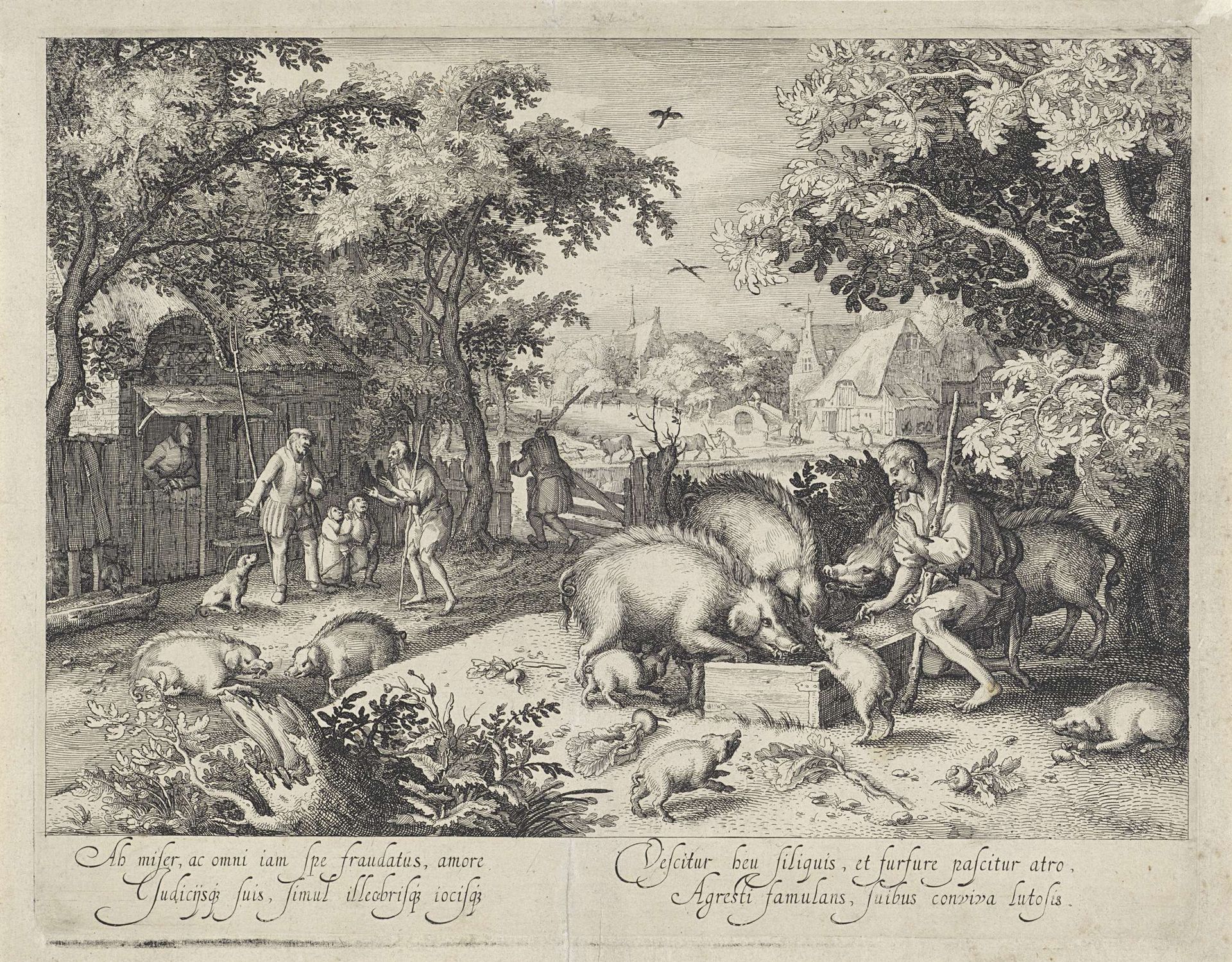 Verloren zoon als varkenshoeder by Claes Jansz. Visscher