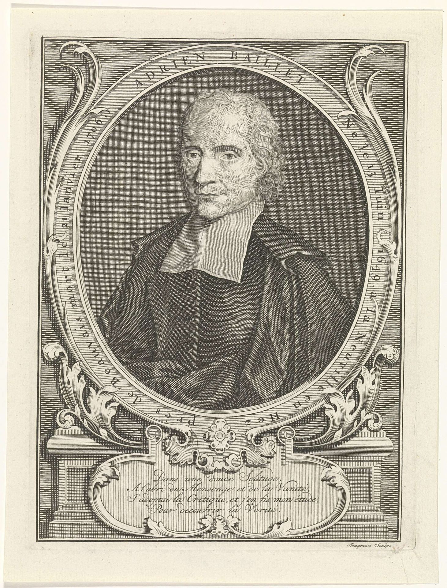 Portret van Adrien Baillet by Dirk Jongman