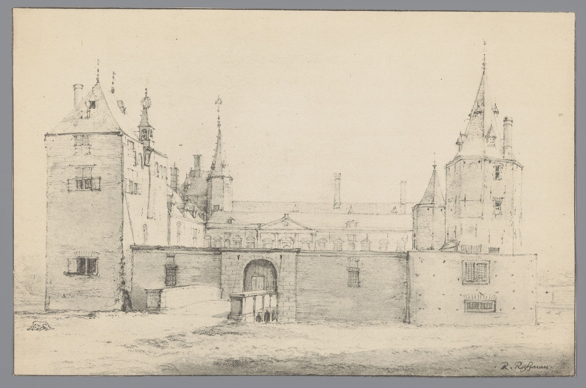 Reproductie van een tekening van Huis Warmond by W. Versluys