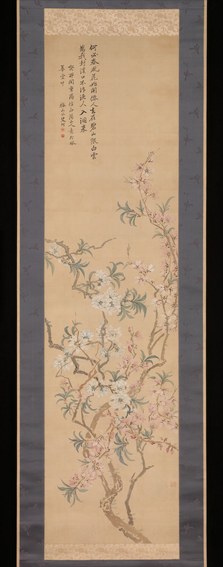 Red and White Peach Blossoms by Tsubaki Chinzan 椿椿山