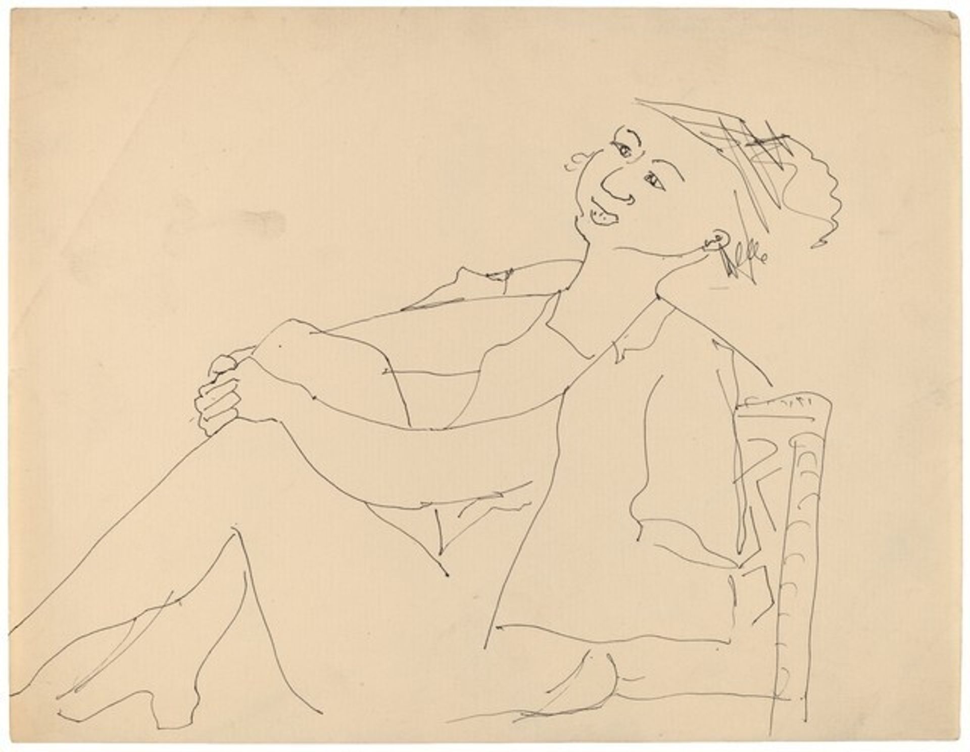 Seated Female with Hat, Shirt Draped on Shoulders, Hugging Right Knee by Mark Rothko