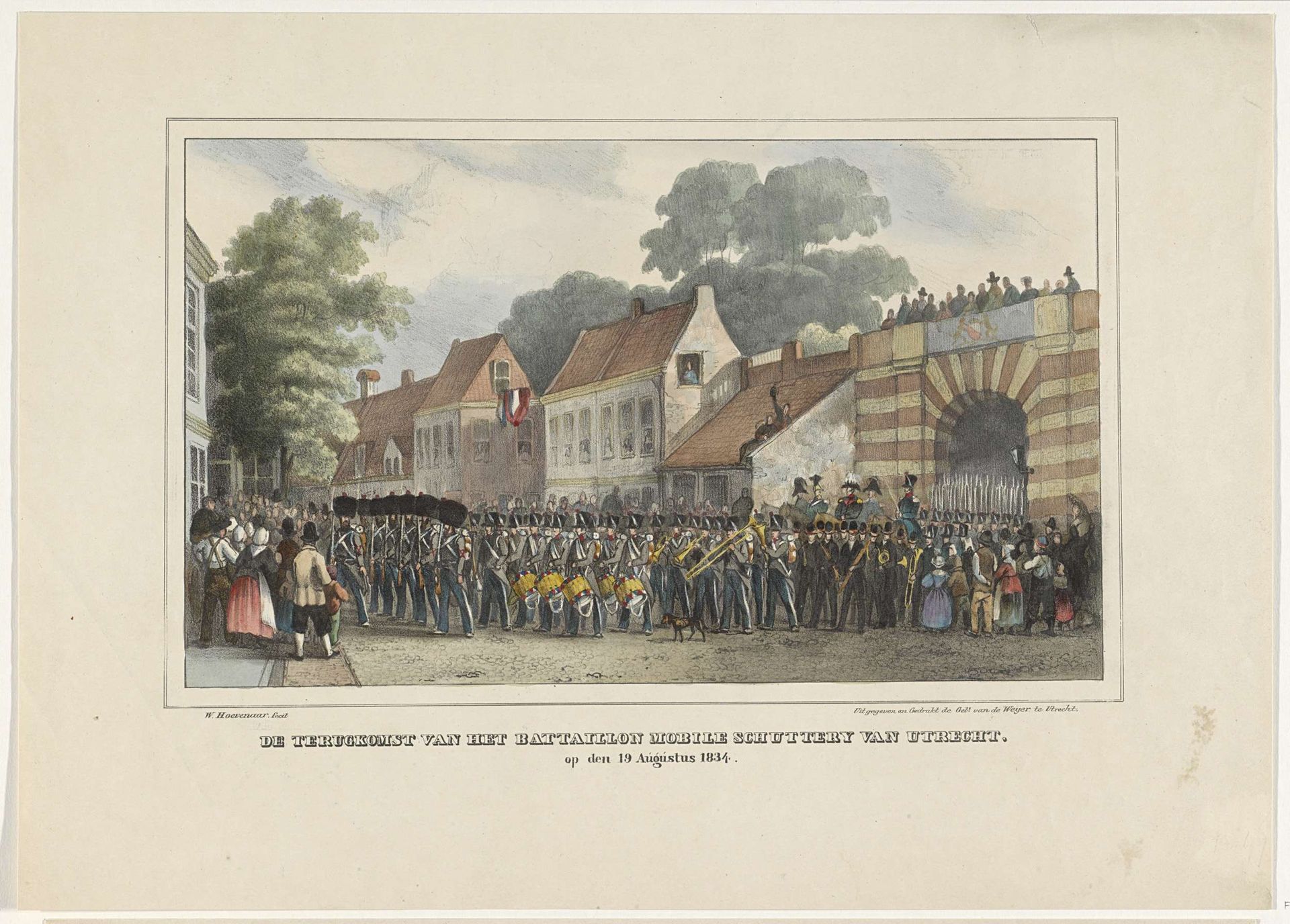 De Terugkomst van het Bataillon Mobile Schuttery van Utrecht, op den 19 Augustus 1834 by Willem Pieter Hoevenaar