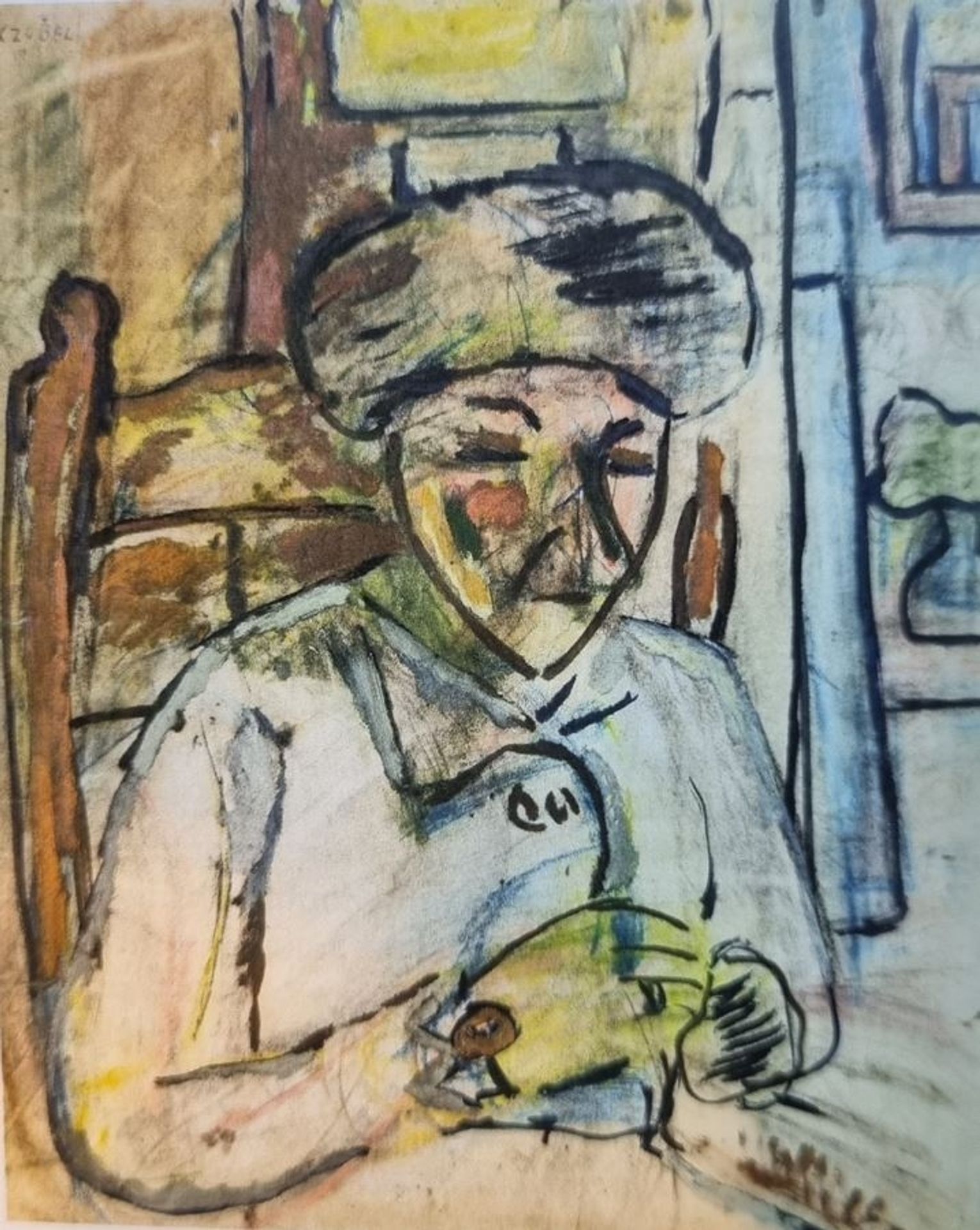 Czobe Bela 1910 Kézimunkázó Nő by Bela Czobel