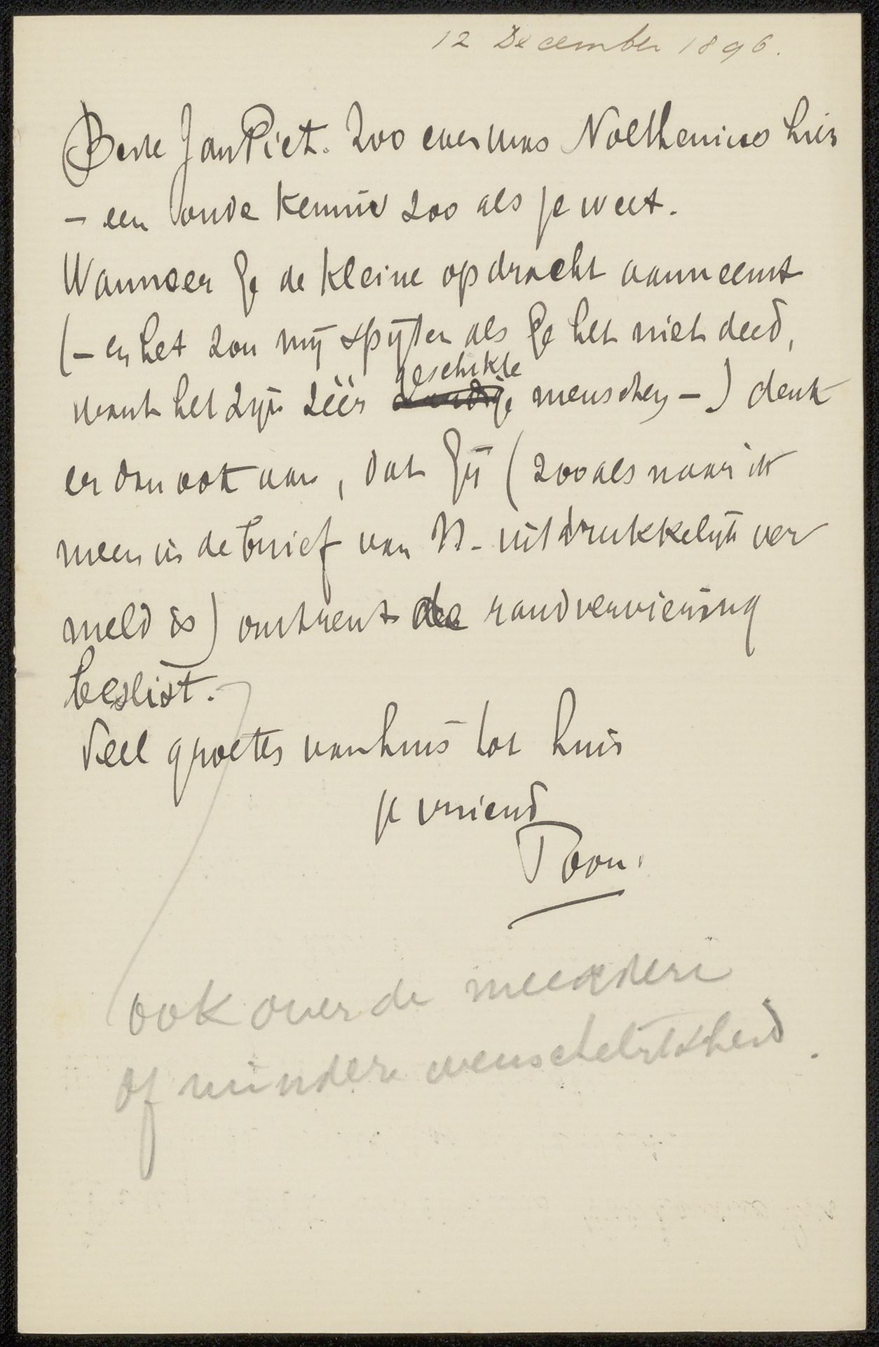 Brief aan Jan Veth by Antoon Derkinderen