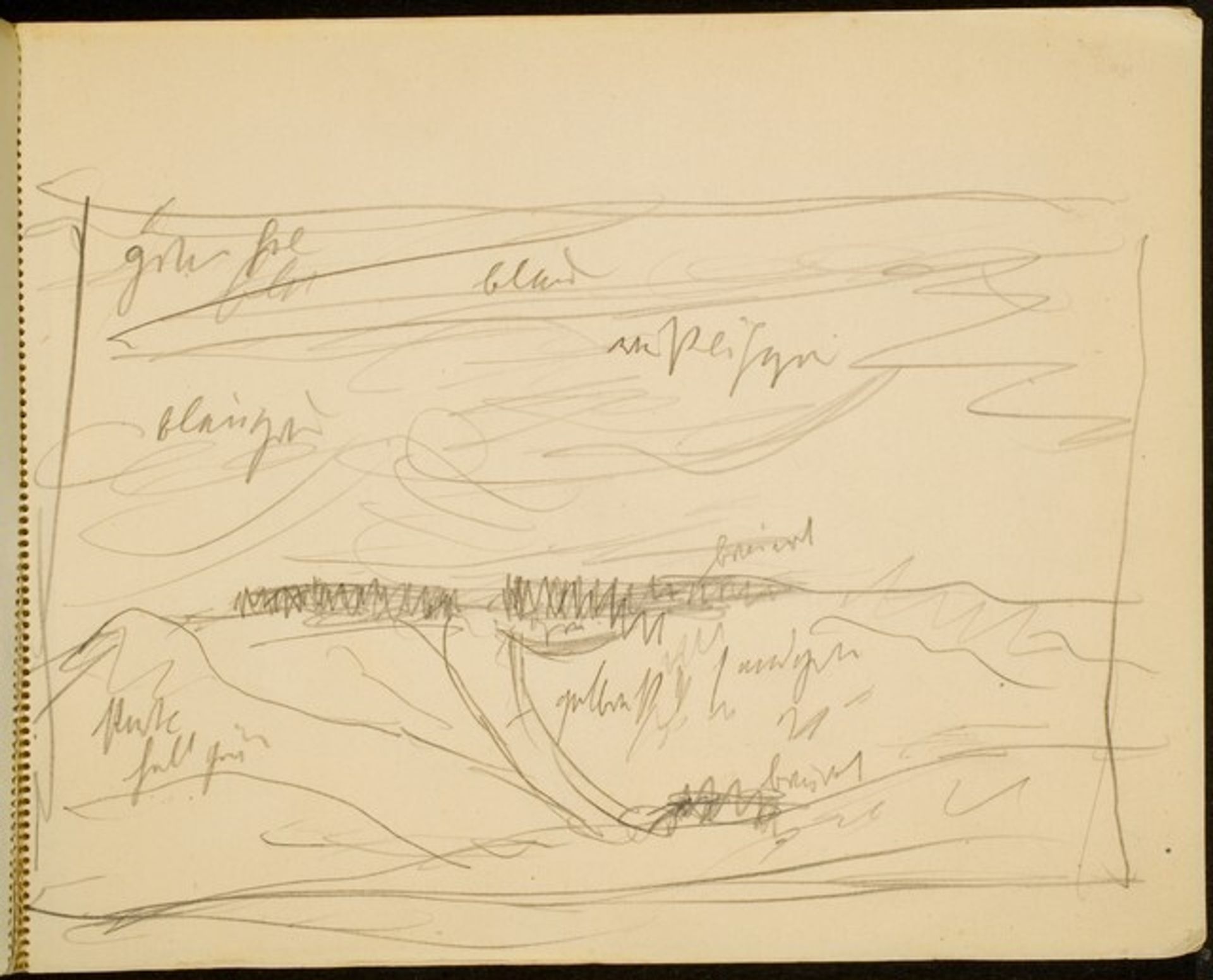 Dünenlandschaft, Farbangaben (Sketch with Notations) [p. 7] by Max Beckmann