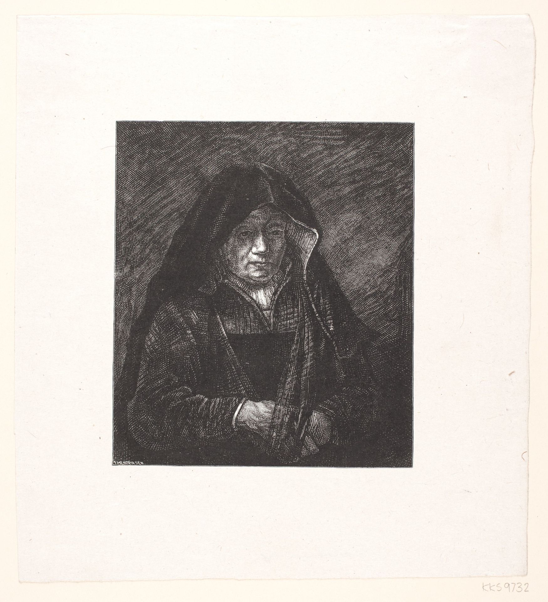 Rembrandt: Den gamle kone by Anonymous