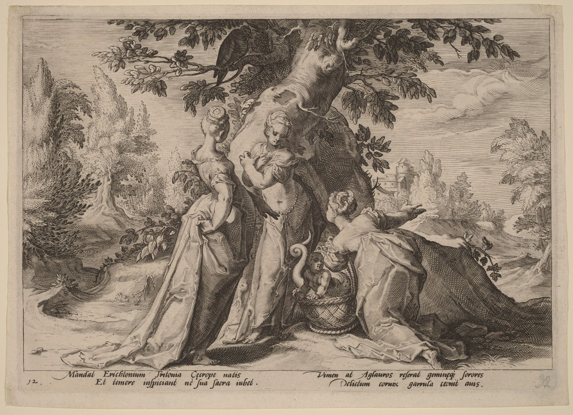 The Daughters of Cecrops Open the Casket Entrusted to Them by Minerva by Hendrick Goltzius