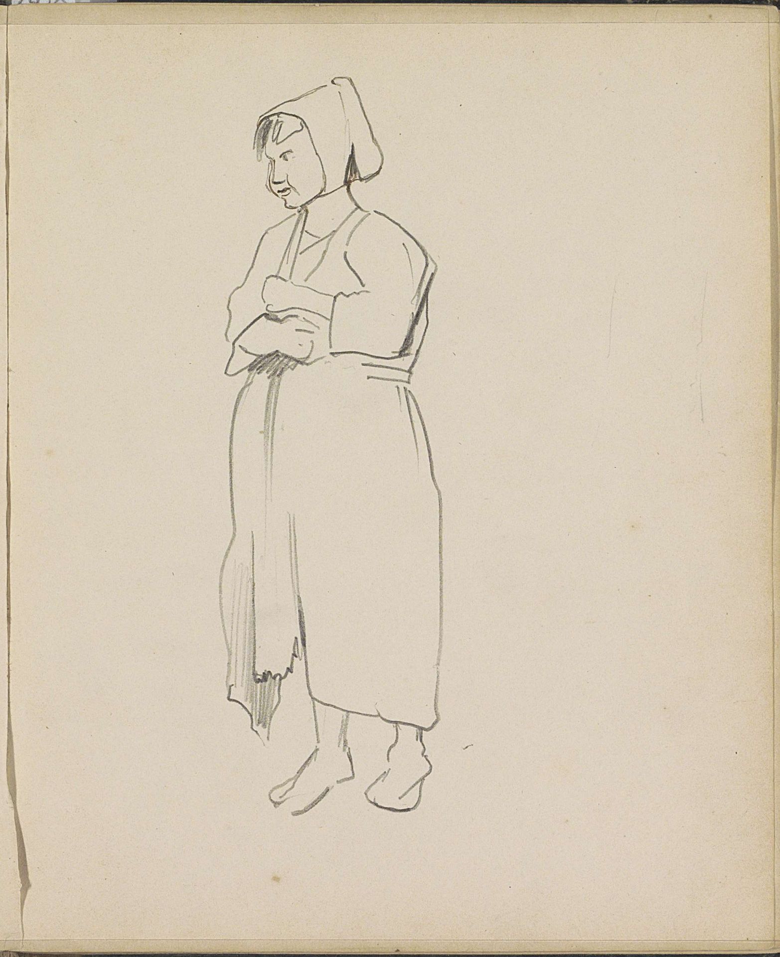 Boerin met kap, ten voeten uit by Johannes Tavenraat