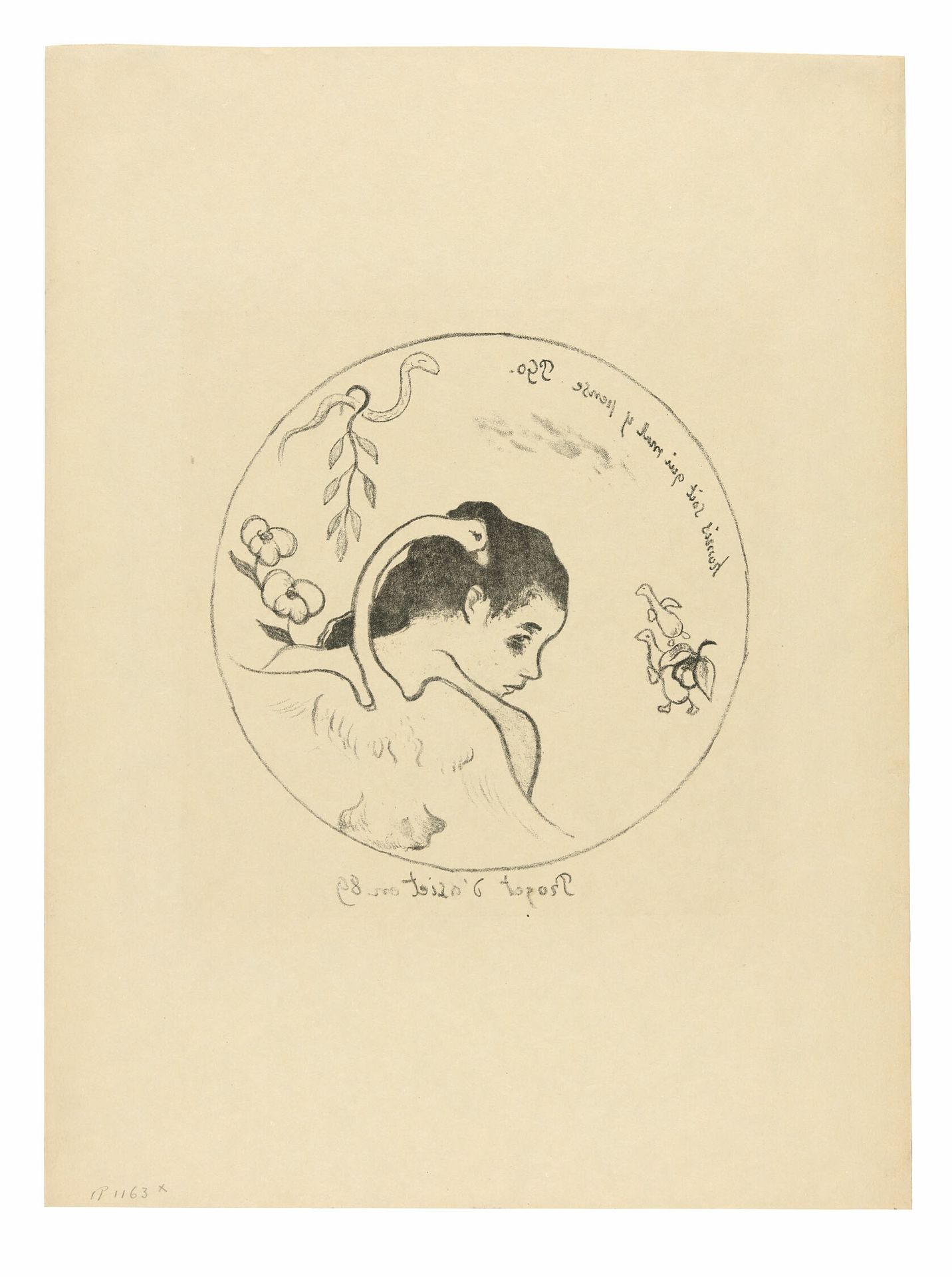 Projet d’assiette (Leda) (Design for a Plate [Leda]), frontispiece from the Volpini Suite by Paul Gauguin