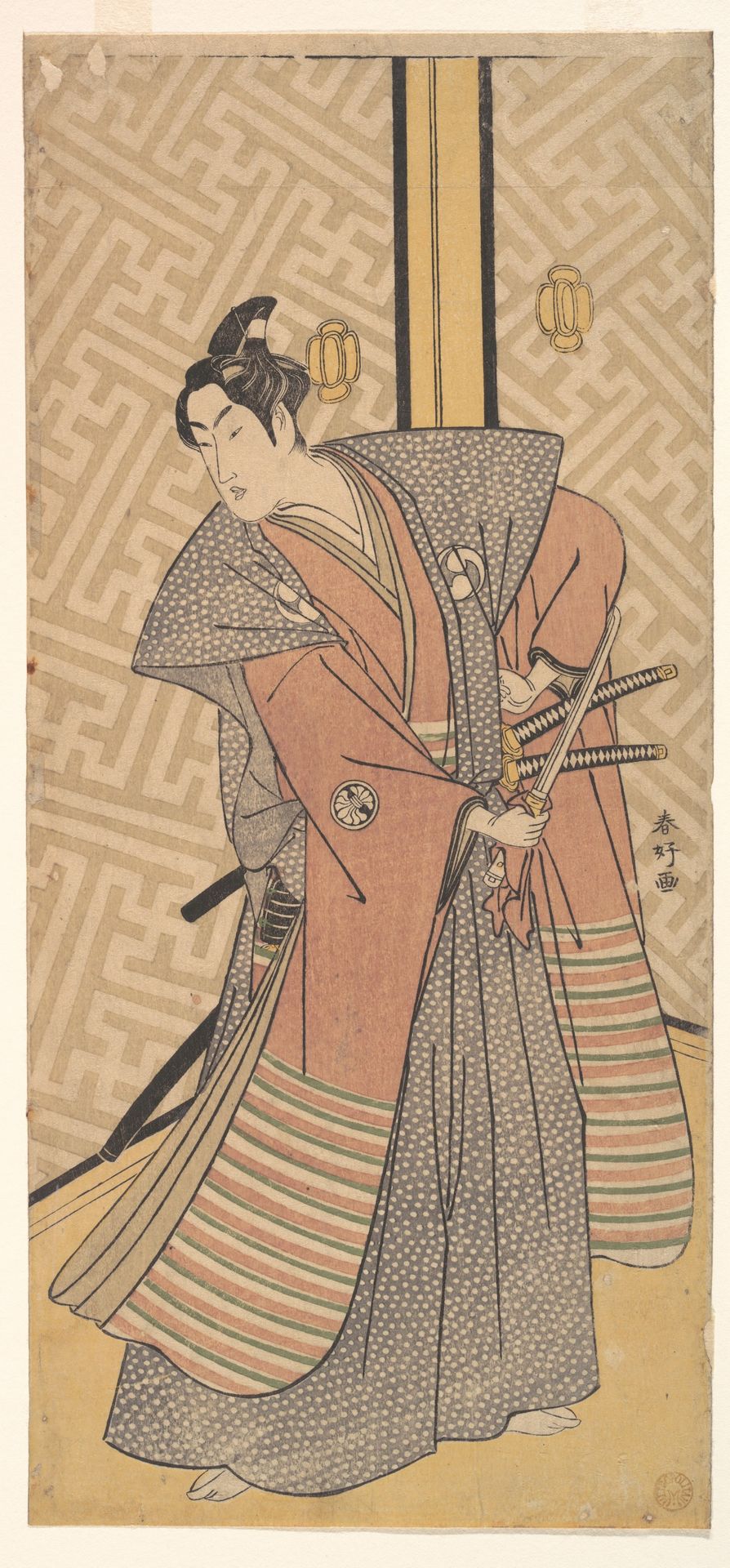 The Third Segawa Kikunojo in the Role of Oboshi Rikiya by Katsukawa Shunkō