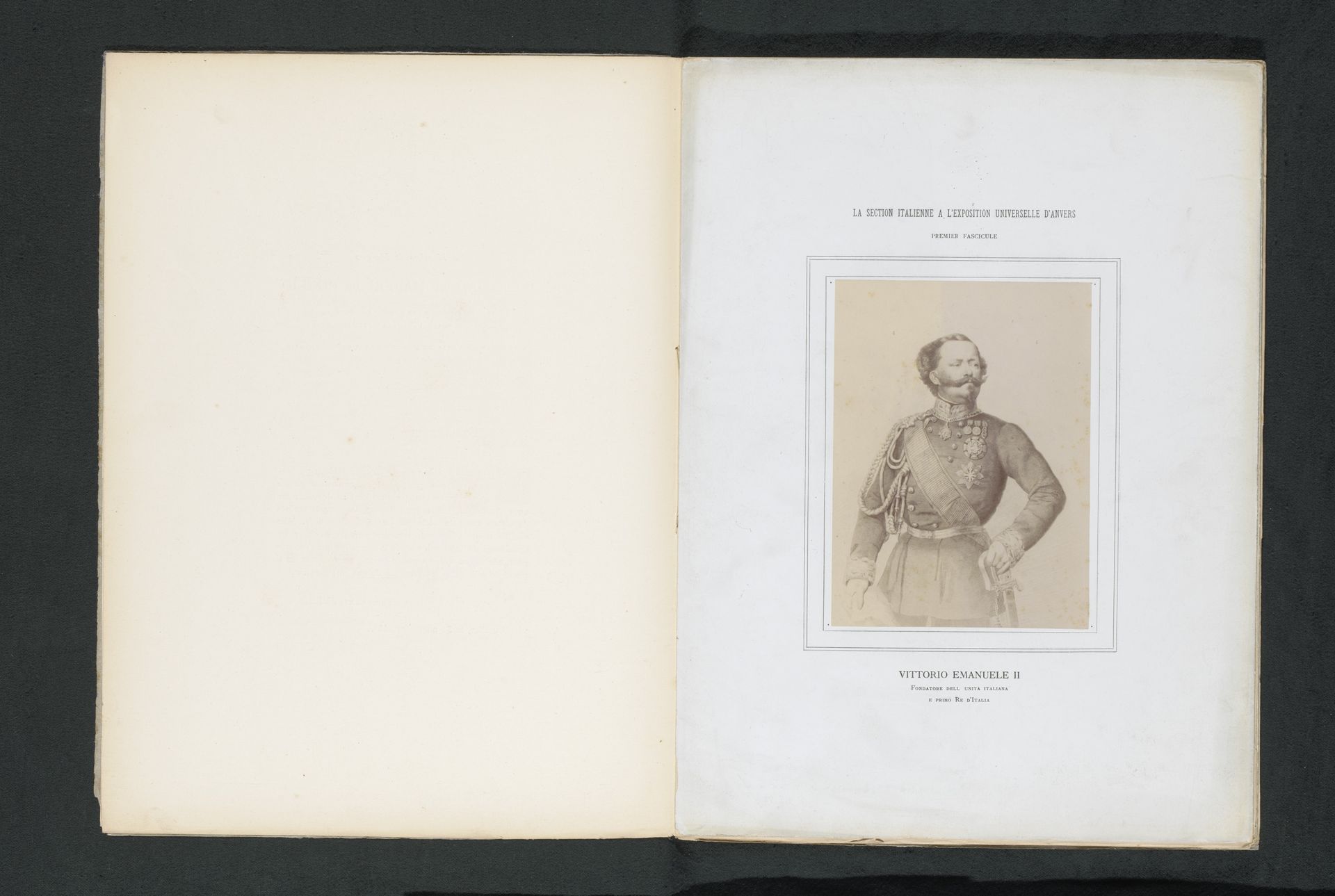 Fotoreproductie van een prent van een portret van Victor Emanuel II van Italië by Anonymous