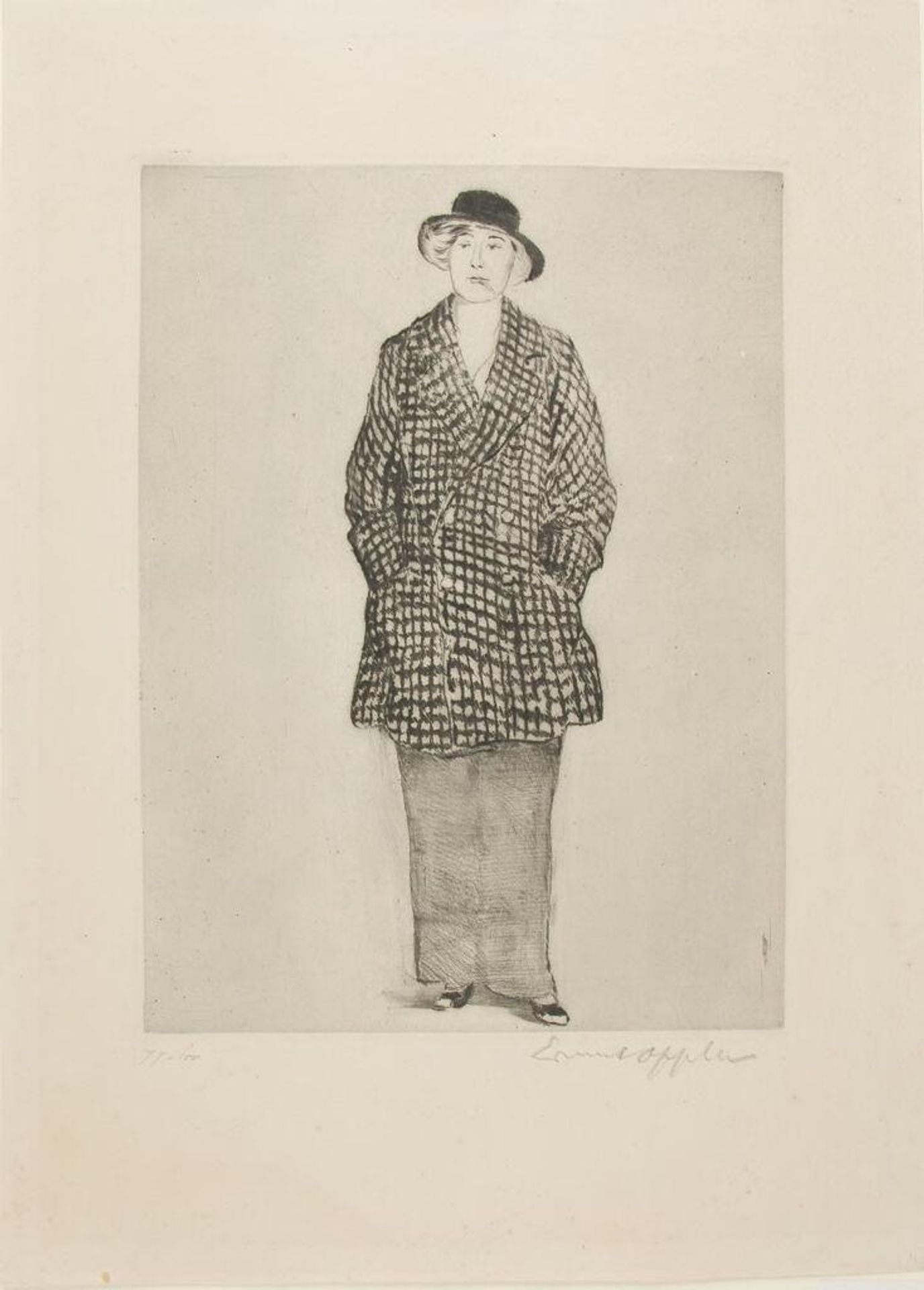 [Standing Woman in Hat and Coat] by Ernst Oppler
