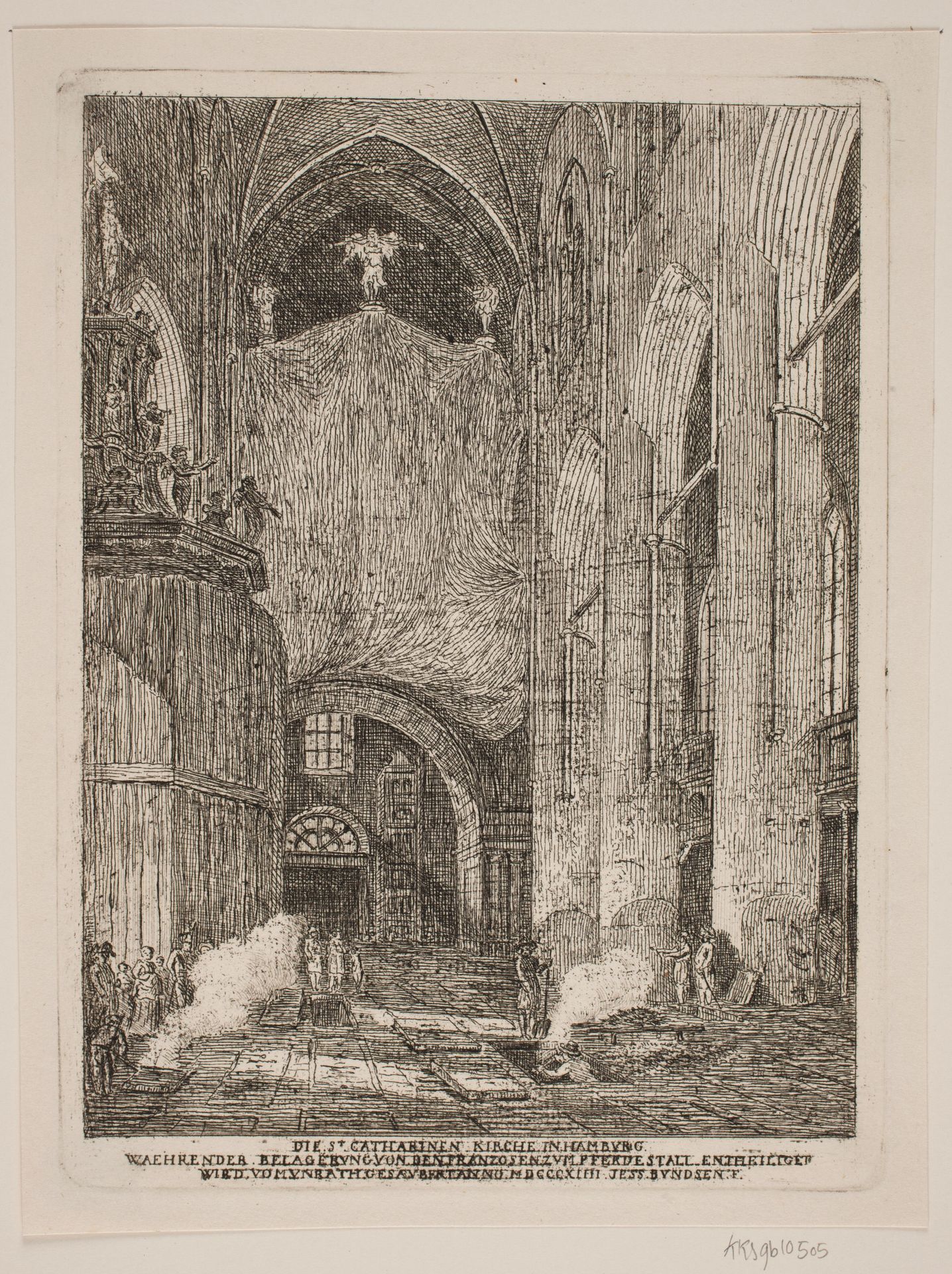 Det indre af St. Catharina Kirken i Hamburg by Jes Bundsen