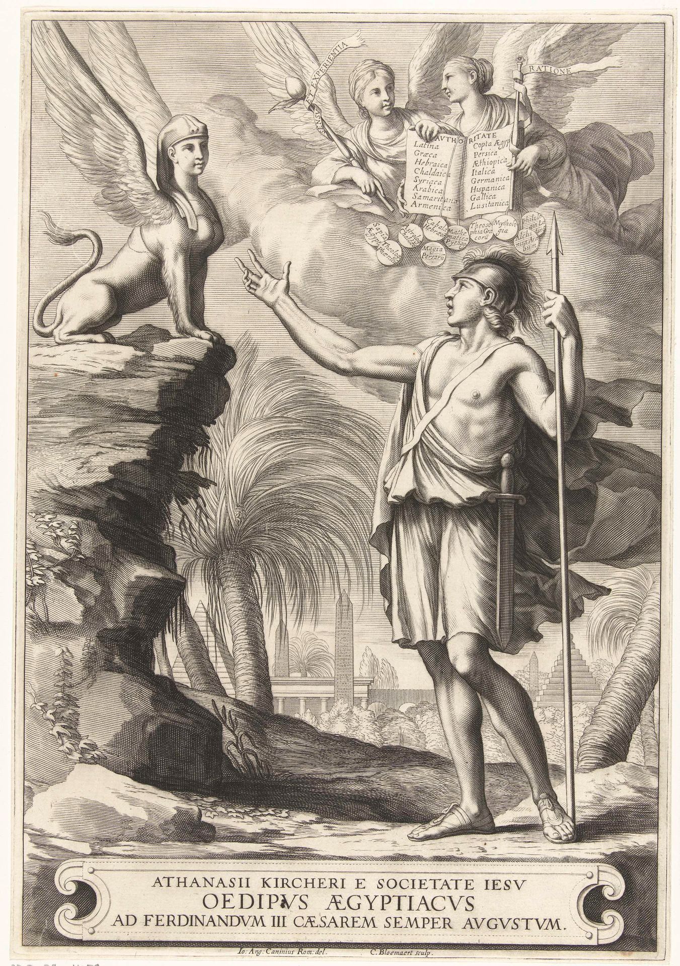 Oedipus lost het raadsel op by Cornelis Bloemaert